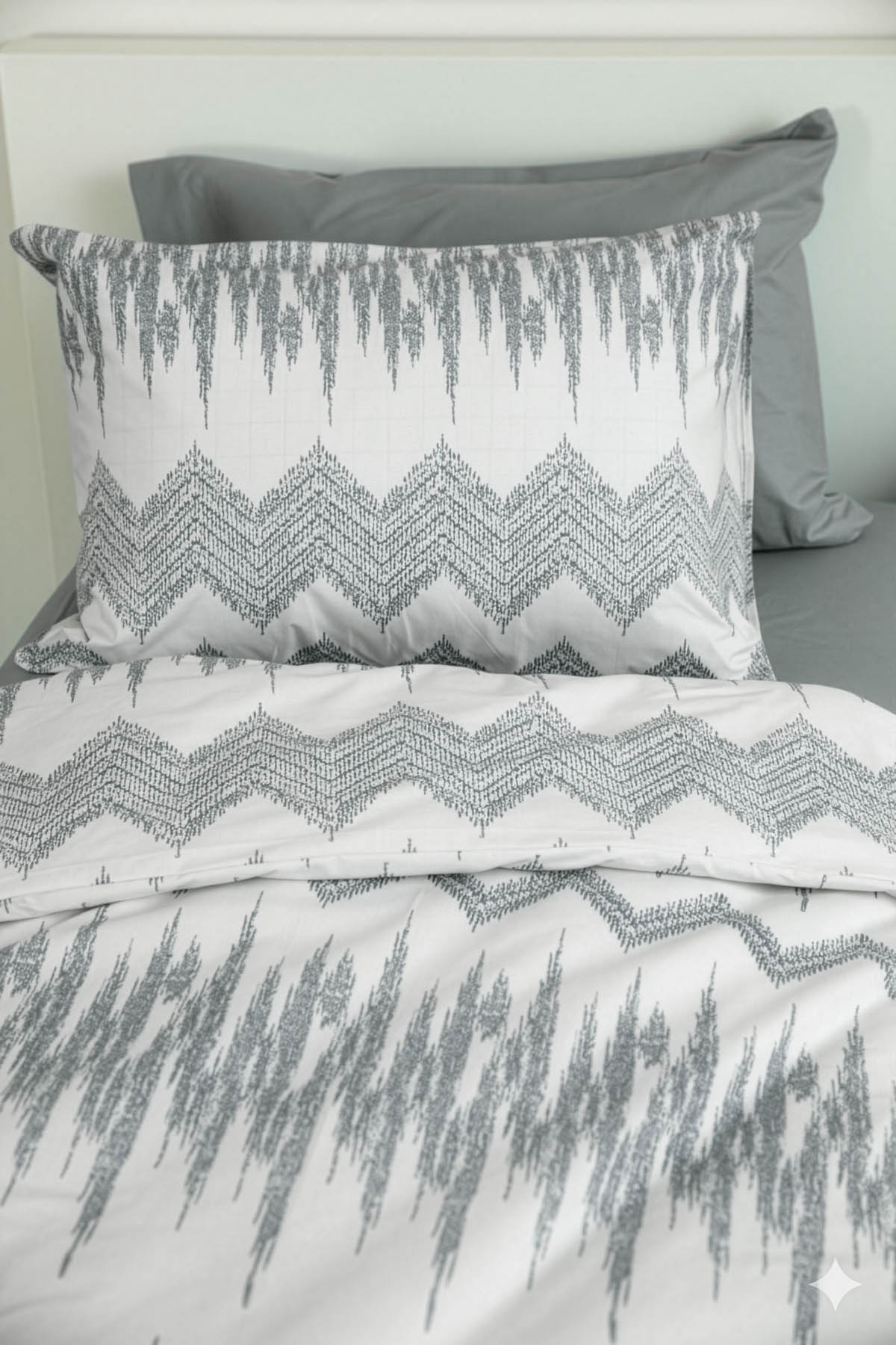 Favora Lunex %100 Pamuk Lastikli Çarşaflı Tek Kişilik Nevresim Takımı - Gri