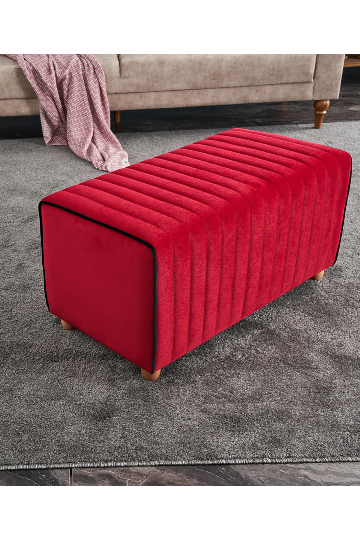 Favora Mabel Puf - Kırmızı