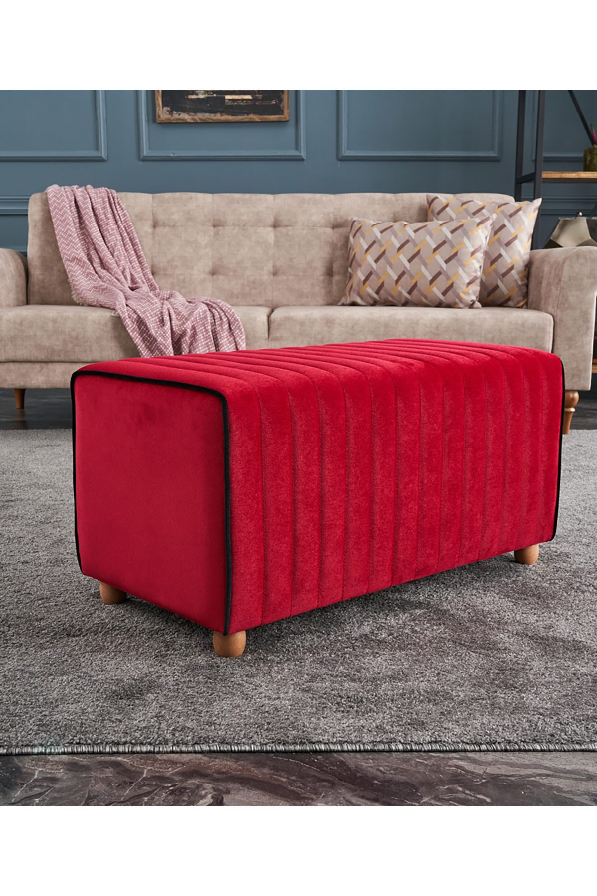 Favora Mabel Puf - Kırmızı