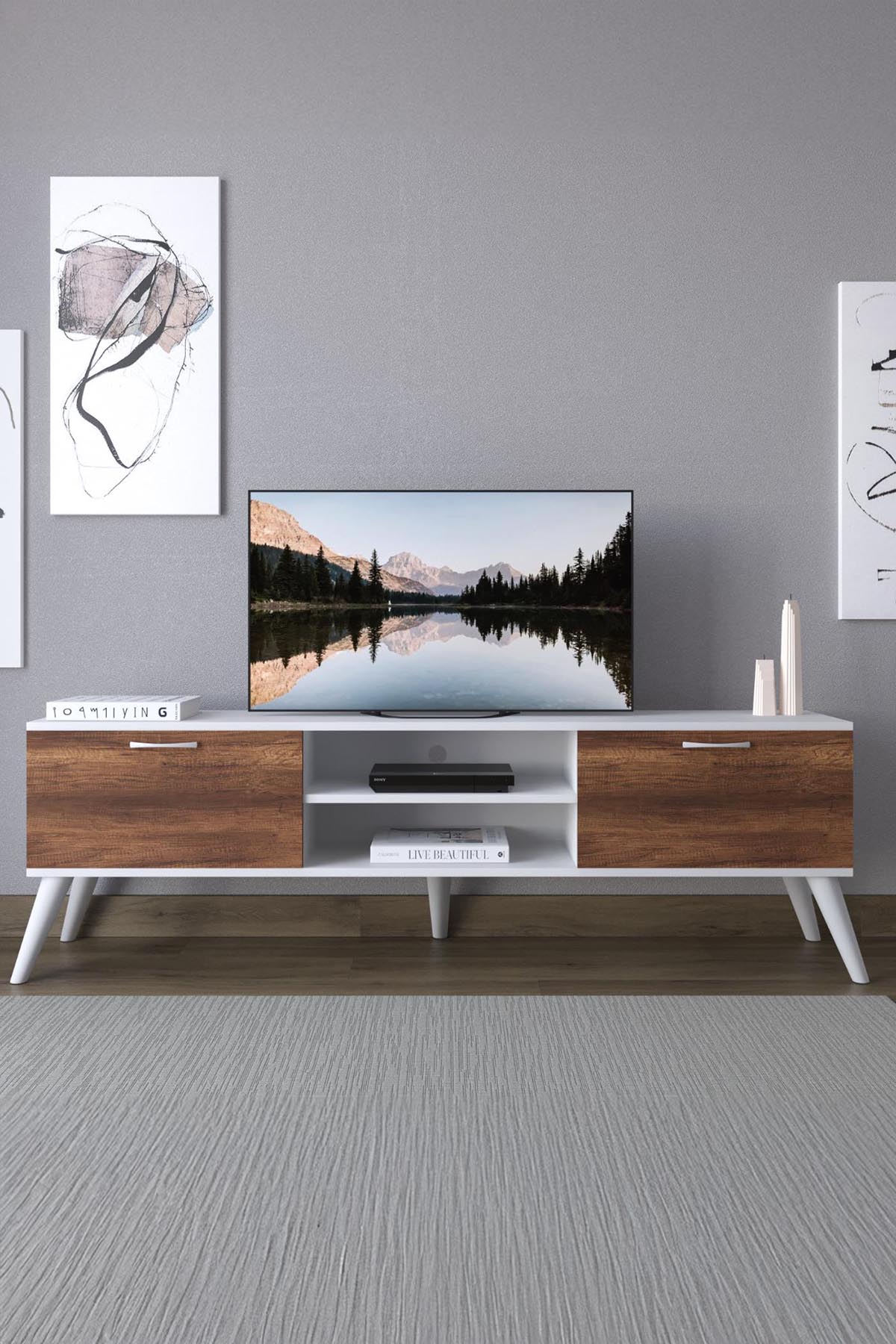 Favora Manolya Dekoratif Tv Sehpası - Beyaz - Barok Favora Manolya Dekoratif Tv Sehpası - Beyaz - Barok