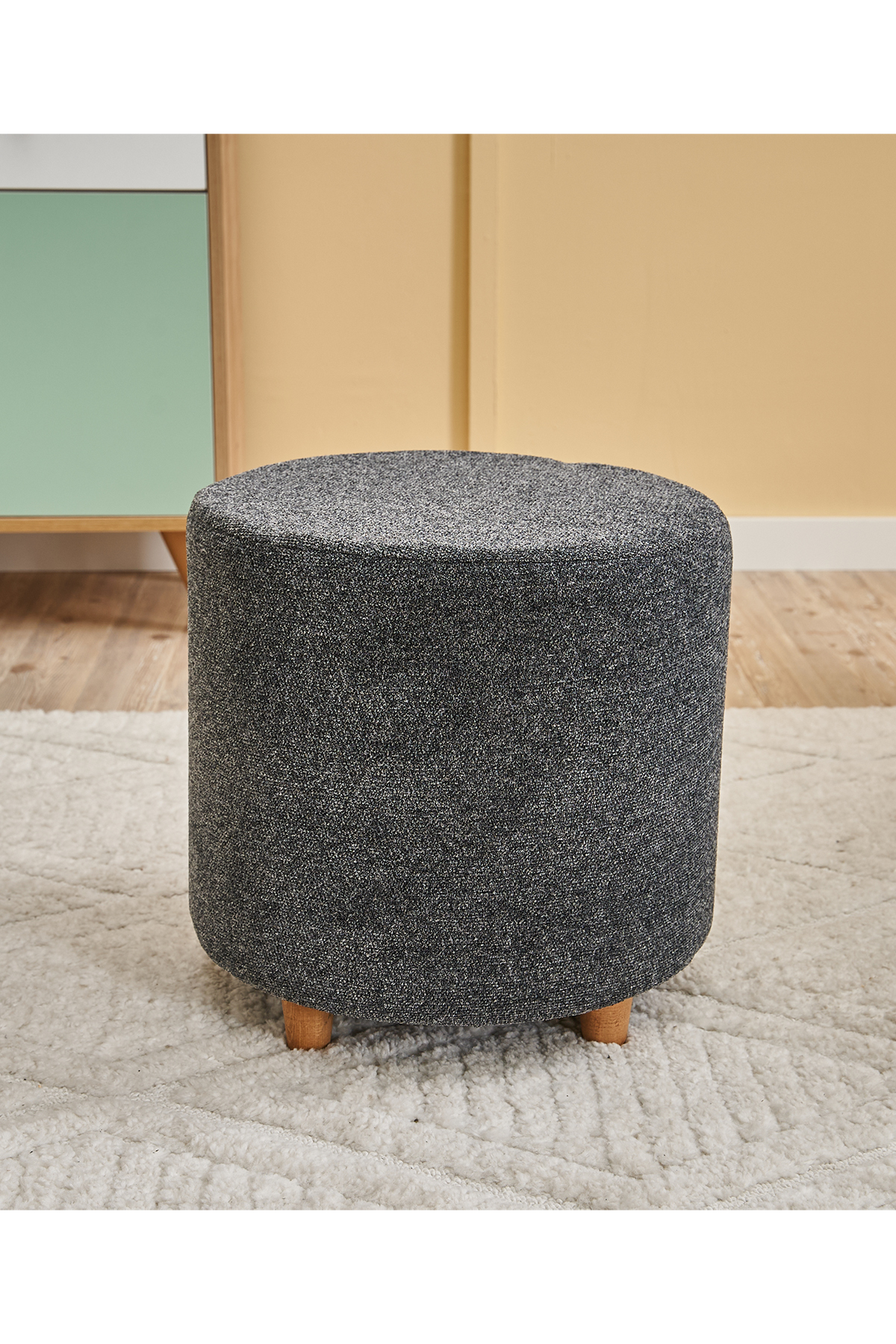 Favora Mario Ahşap Ayaklı Puf - Antrasit