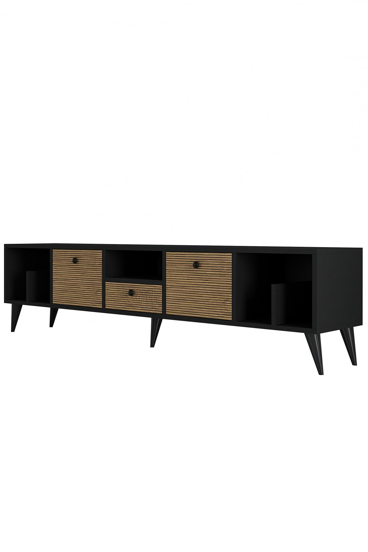 Favora Meva TV Ünitesi - Siyah - Safir Meşe - 180 cm