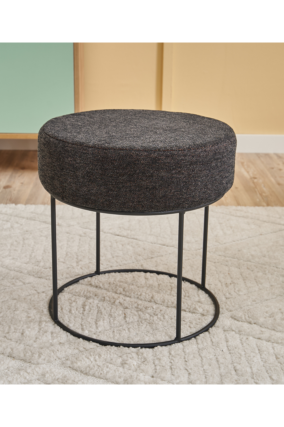 Favora Moon Steel Ayaklı Puf - Antrasit - Bakır