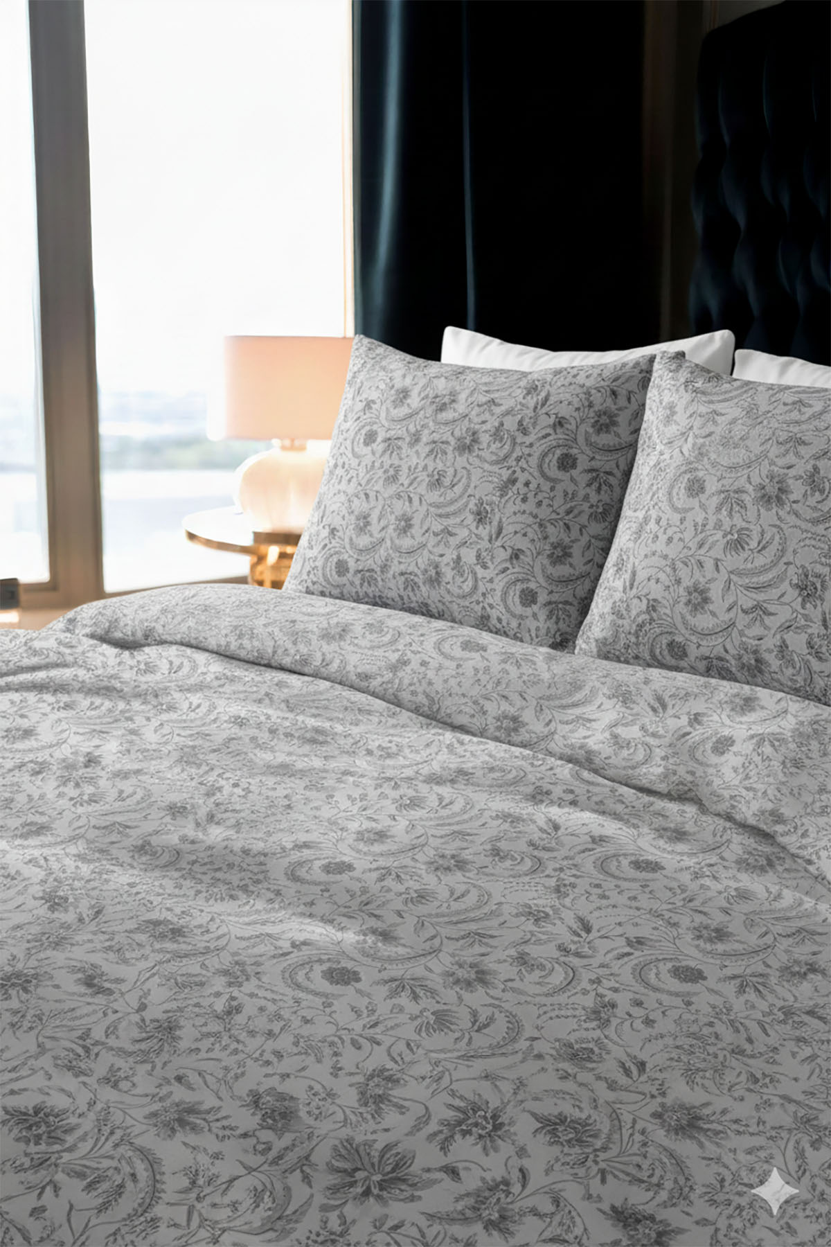 Favora Odeon Çift kişilik %100 Pamuk Nevresim Takımı - Gri