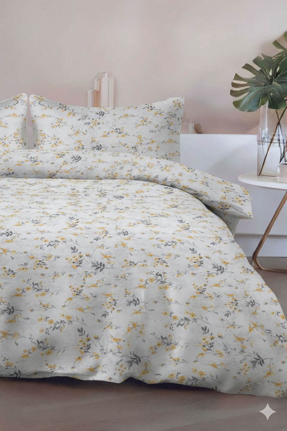 Favora Pampas Çift kişilik %100 Pamuk Nevresim Takımı - Gri