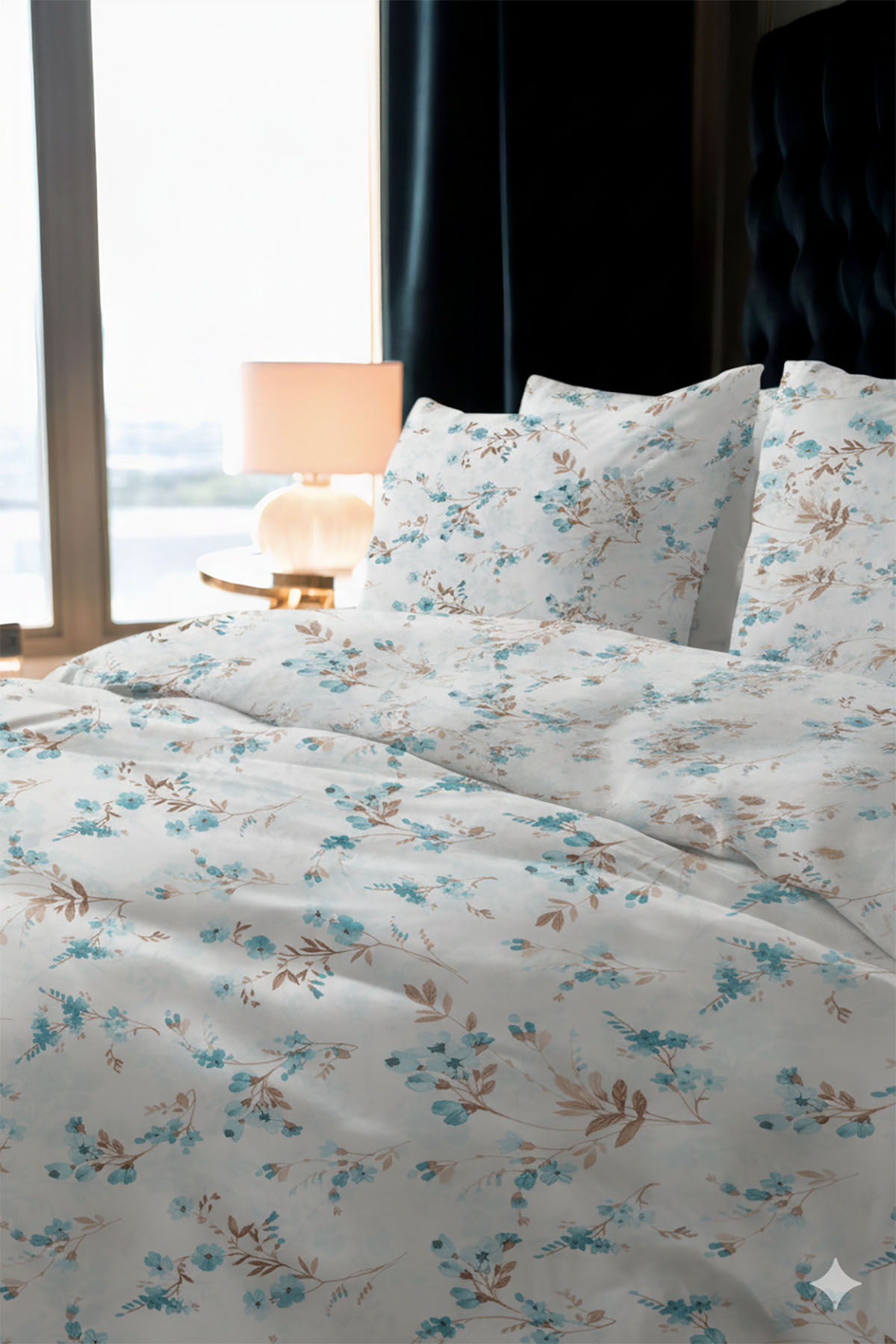 Favora Pampas Çift kişilik %100 Pamuk Nevresim Takımı - Turkuaz