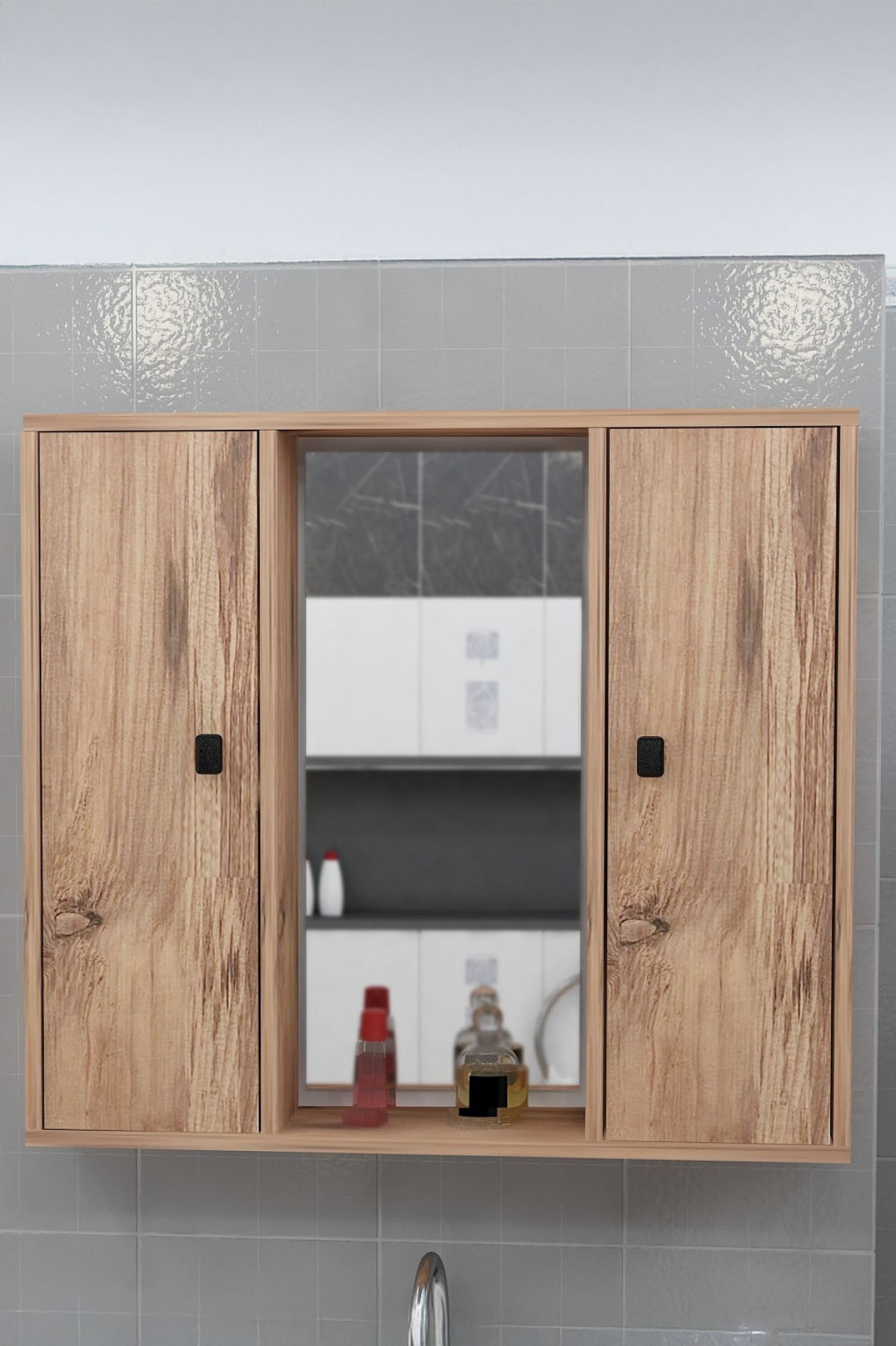 Favora Peril 2 Kapaklı Aynalı Banyo Dolabı - Atlantik Çam