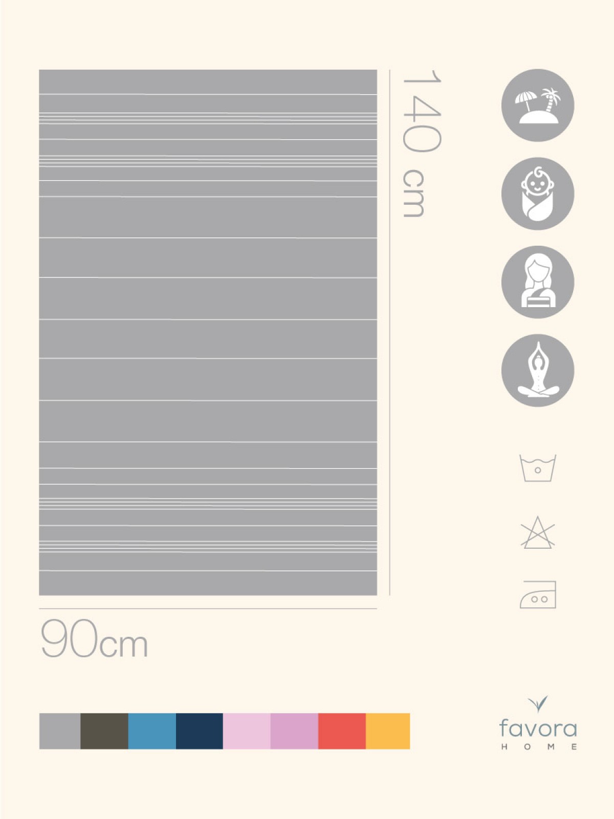 Favora Peştamal Plaj Havlusu 90x140 - Gri Favora Peştamal Plaj Havlusu 90x140 - Gri