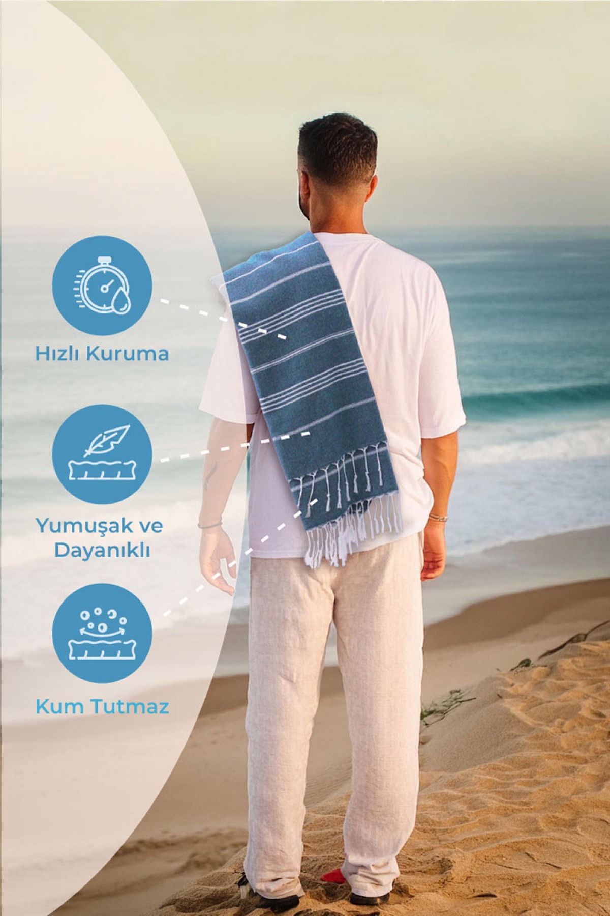 Favora Peştamal Plaj Havlusu 90x140 - Mavi Favora Peştamal Plaj Havlusu 90x140 - Mavi