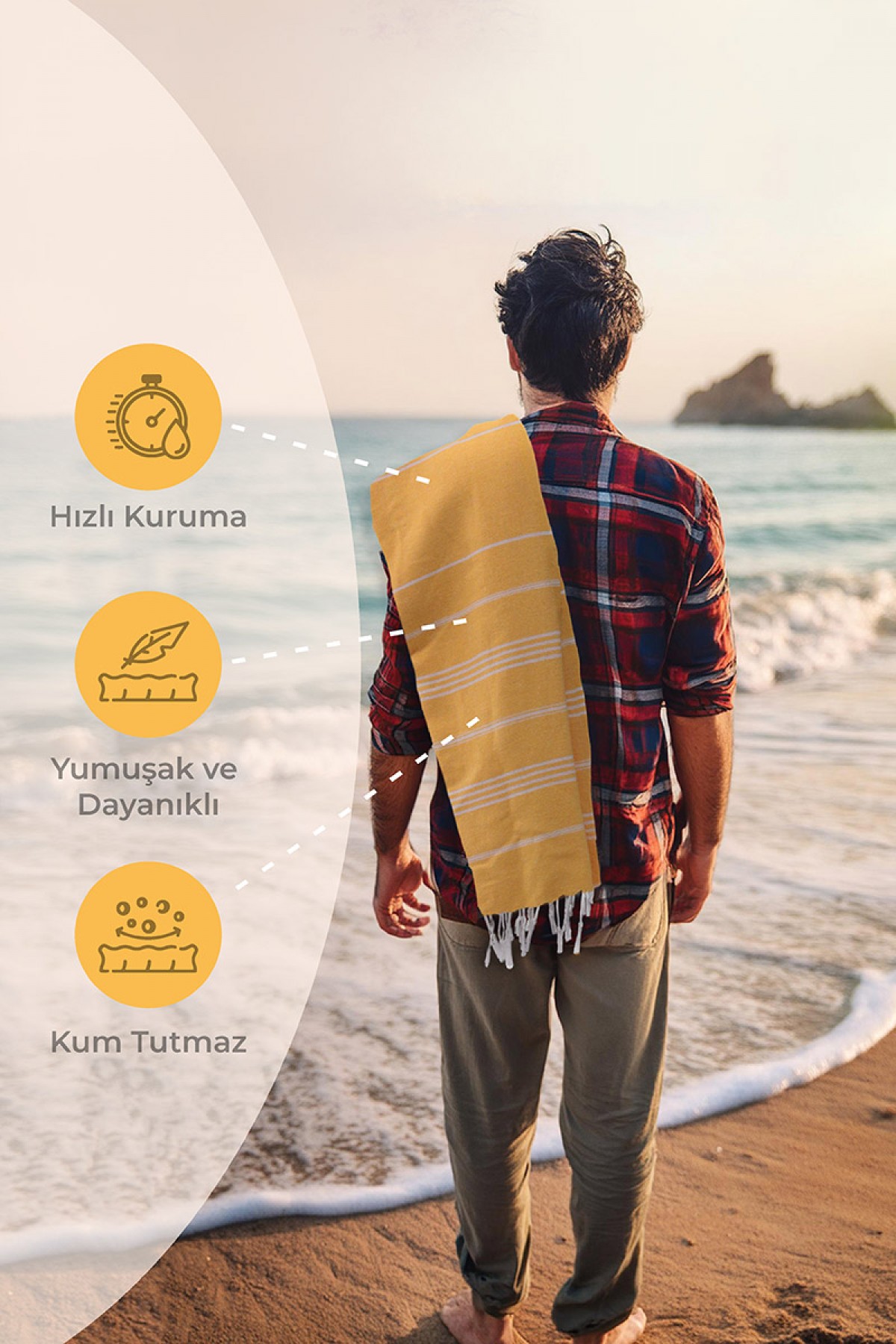 Favora Peştamal Plaj Havlusu 90x140 - Sarı Favora Peştamal Plaj Havlusu 90x140 - Sarı