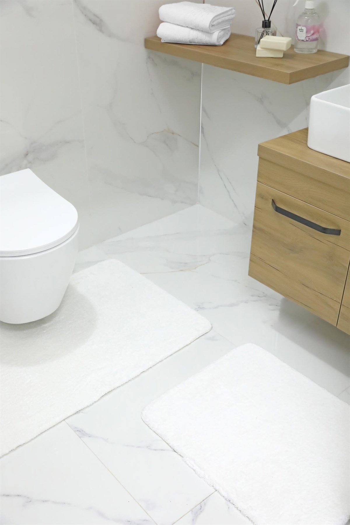 Puffy Kaydırmaz 2li Banyo Paspası - Ekru