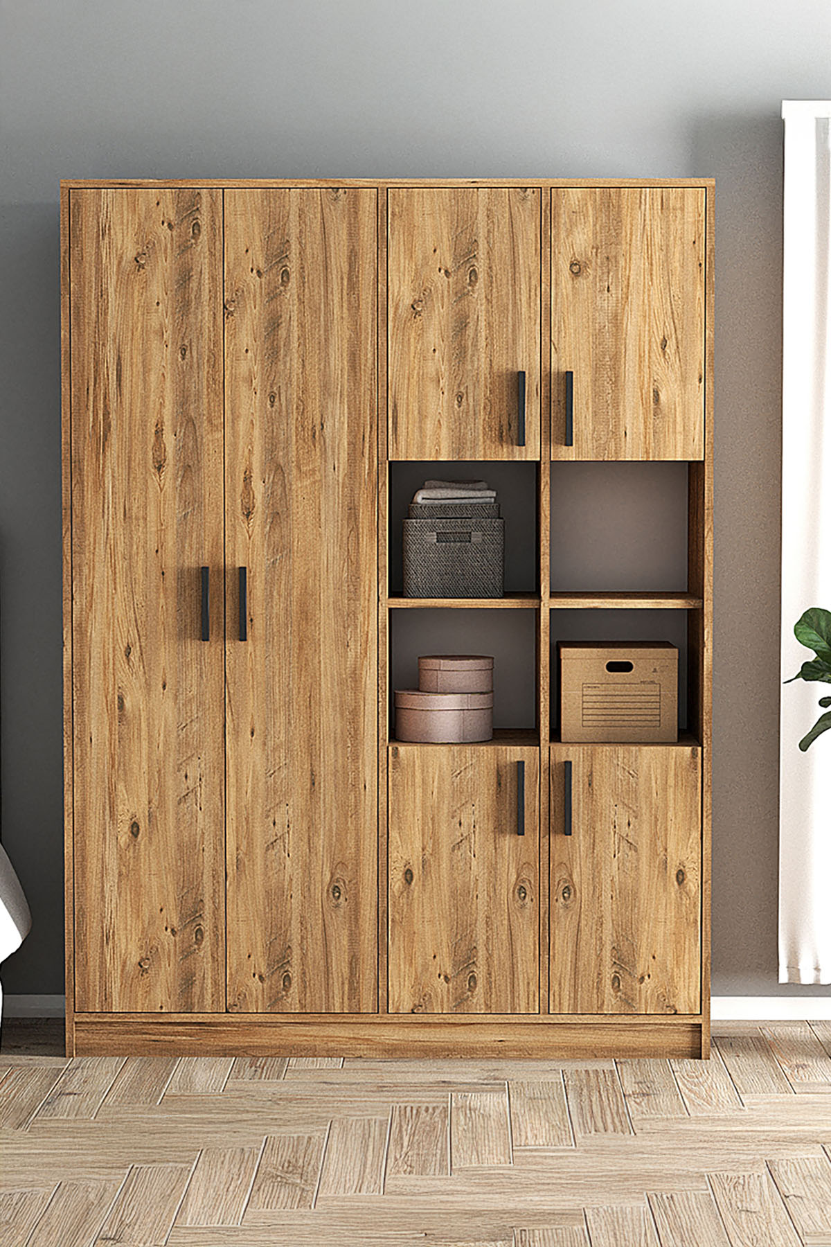 Favora Sara 6 Kapaklı Raflı Gardırop - Atlantik Çam