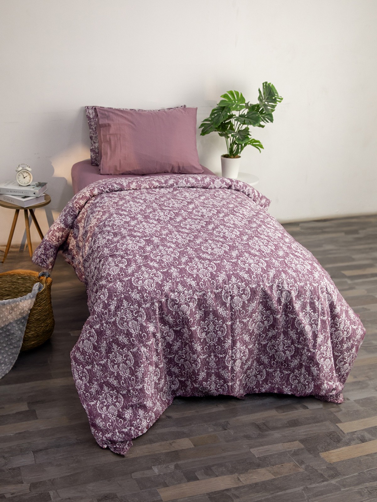 Favora Sarmal Tek Kişilik Nevresim Takımı - Mürdüm Favora Sarmal Tek Kişilik Nevresim Takımı - Mürdüm