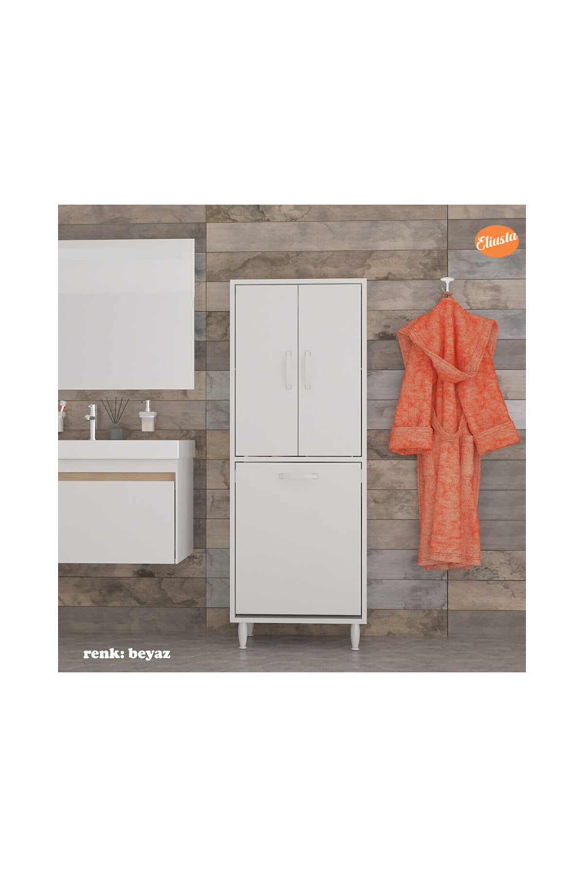 Favora Sentinel Kirli Sepetli 2 Kapaklı Çok Amaçlı Dolap - Beyaz