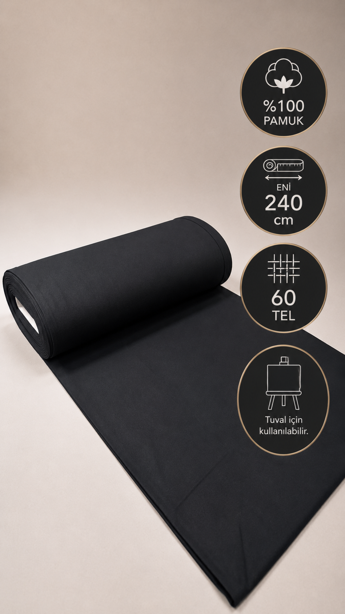 Favora Siyah Akfil Astarlık Kumaş 5 Metre