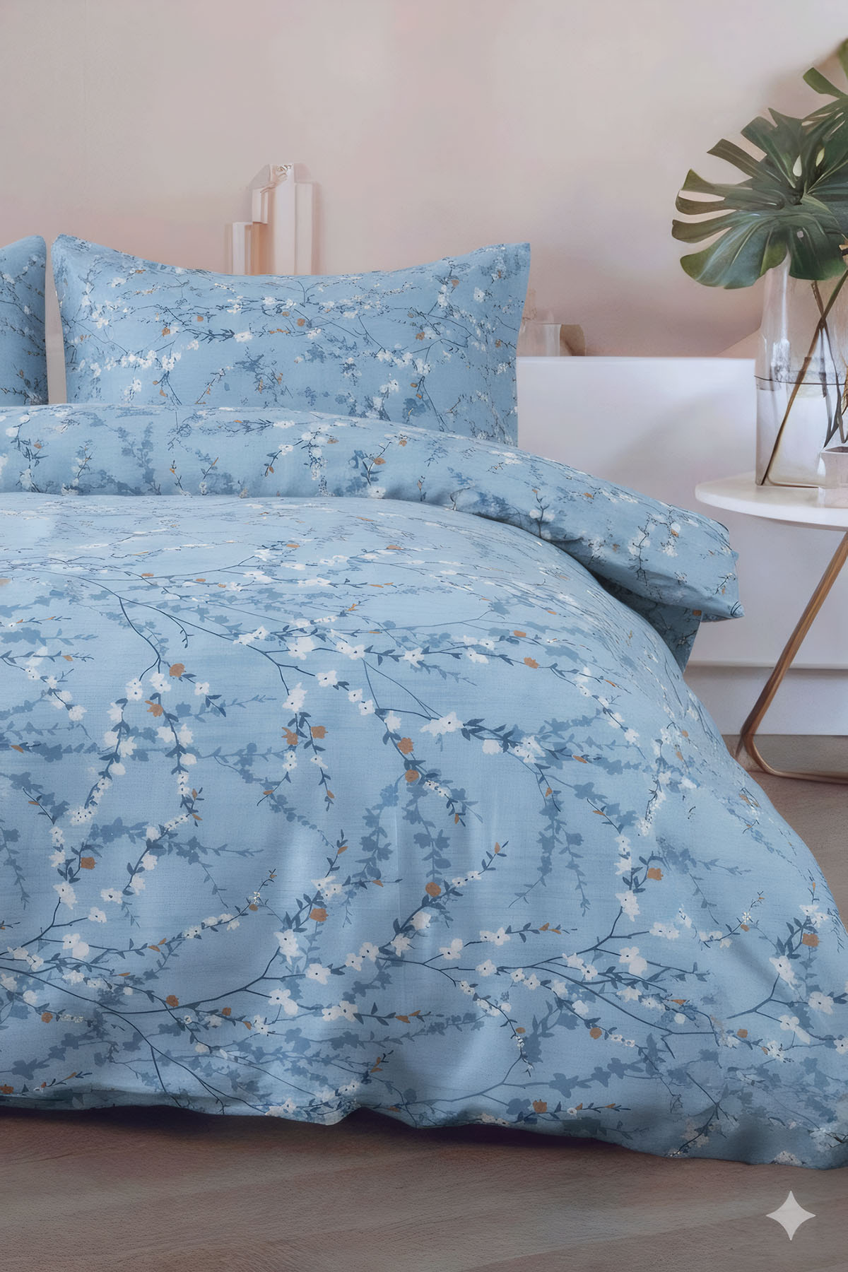 Favora Suelo Çift kişilik %100 Pamuk Nevresim Takımı - Mavi