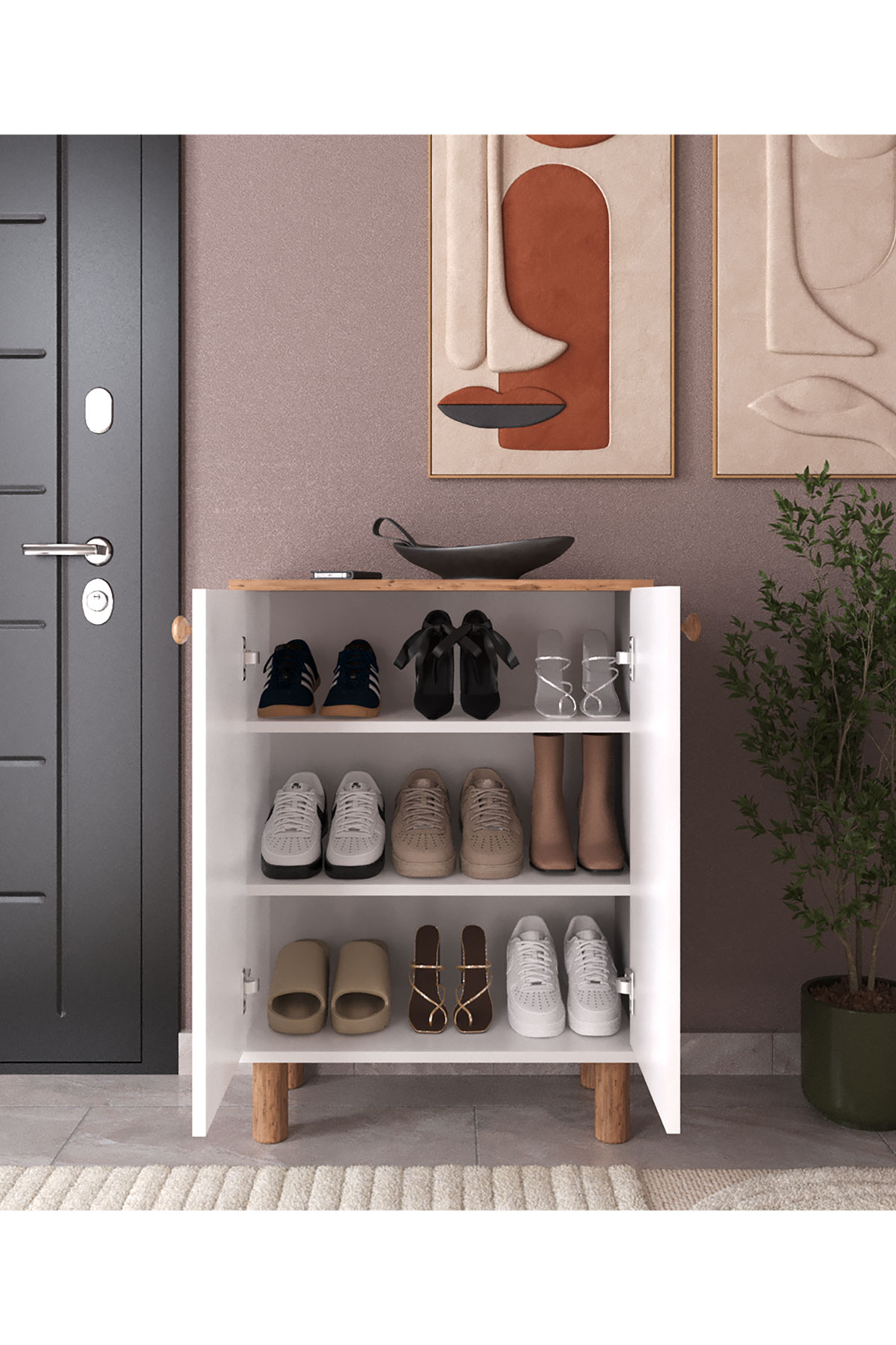 Favora Sun 2 Kapaklı Ayakkabılık - Atlantik Çam - Beyaz Favora Sun 2 Kapaklı Ayakkabılık - Atlantik Çam - Beyaz