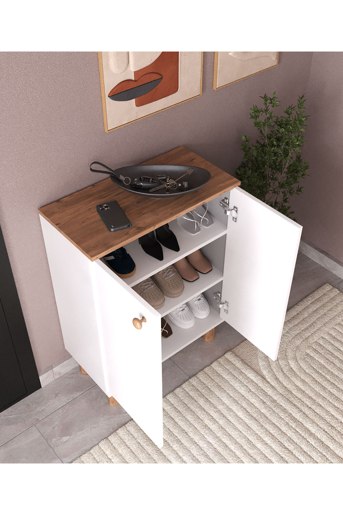 Favora Sun 2 Kapaklı Ayakkabılık - Atlantik Çam - Beyaz Favora Sun 2 Kapaklı Ayakkabılık - Atlantik Çam - Beyaz