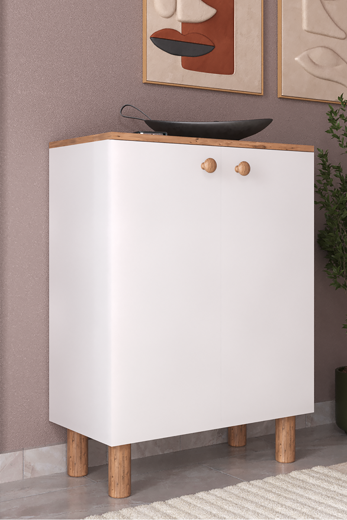 Favora Sun 2 Kapaklı Ayakkabılık - Atlantik Çam - Beyaz Favora Sun 2 Kapaklı Ayakkabılık - Atlantik Çam - Beyaz