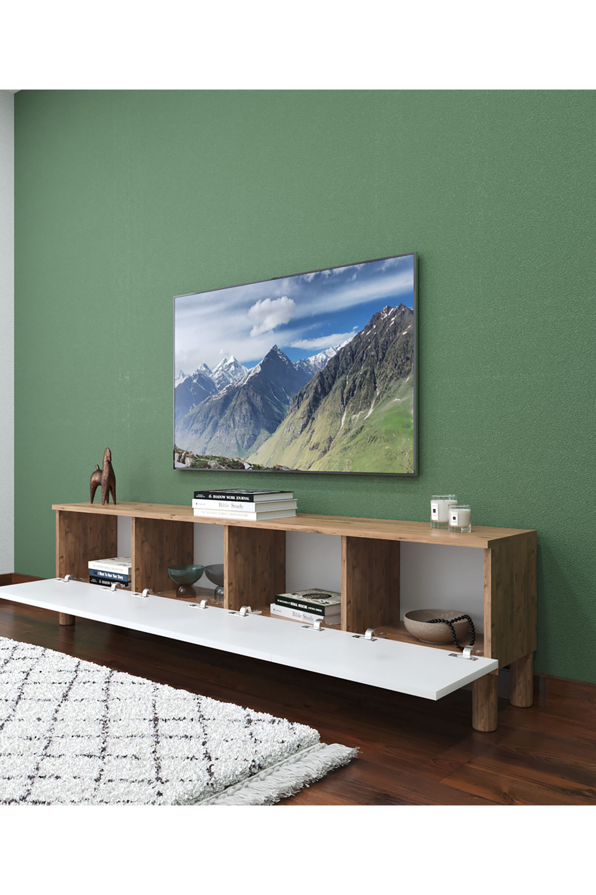 Favora Sun 4 Kapaklı Tv Sehpası - Atlantik Çam - Beyaz Favora Sun 4 Kapaklı Tv Sehpası - Atlantik Çam - Beyaz