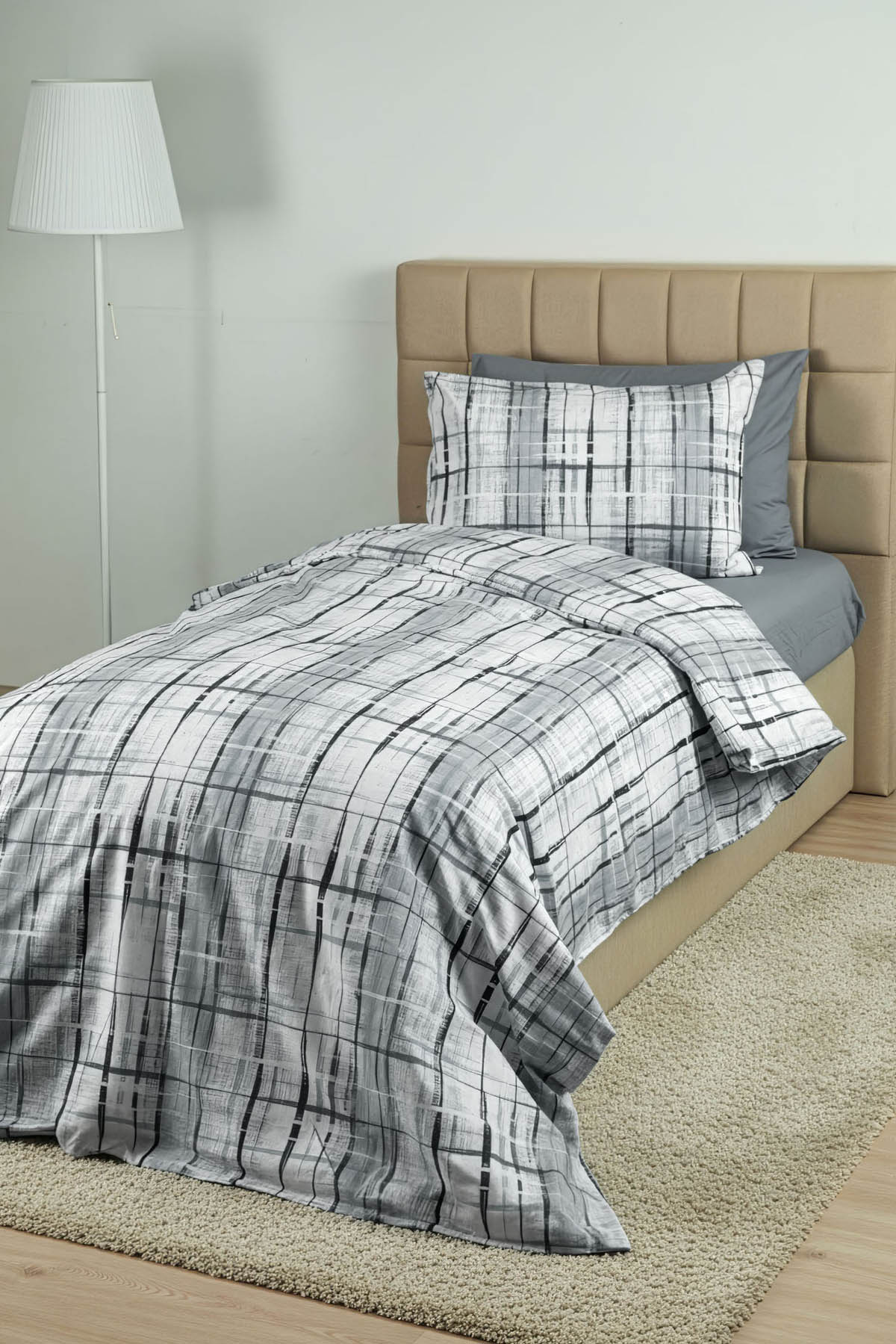 Favora Vilora Lastikli Çarşaflı Tek Kişilik Nevresim Takımı - Gri