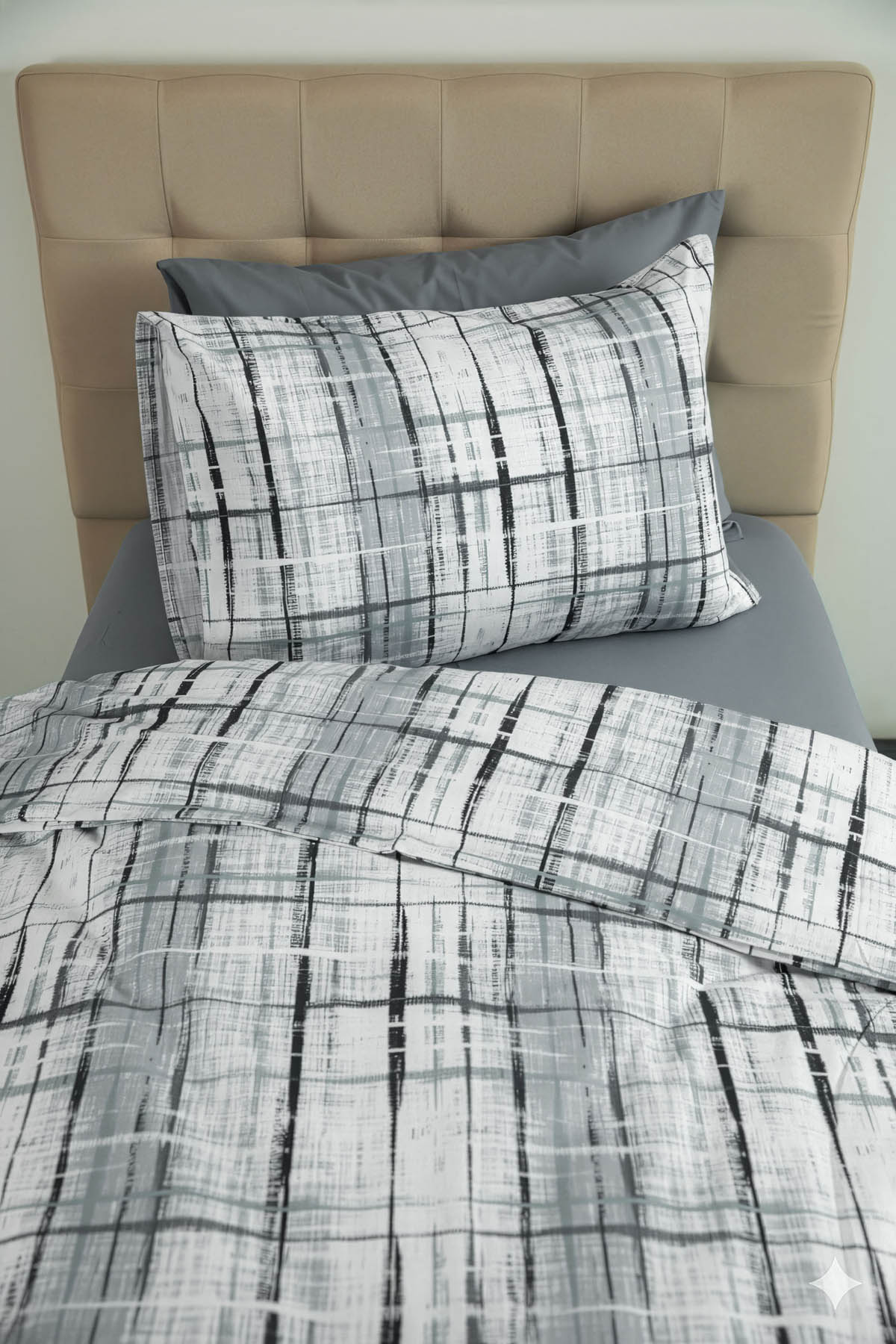 Favora Vilora Lastikli Çarşaflı Tek Kişilik Nevresim Takımı - Gri