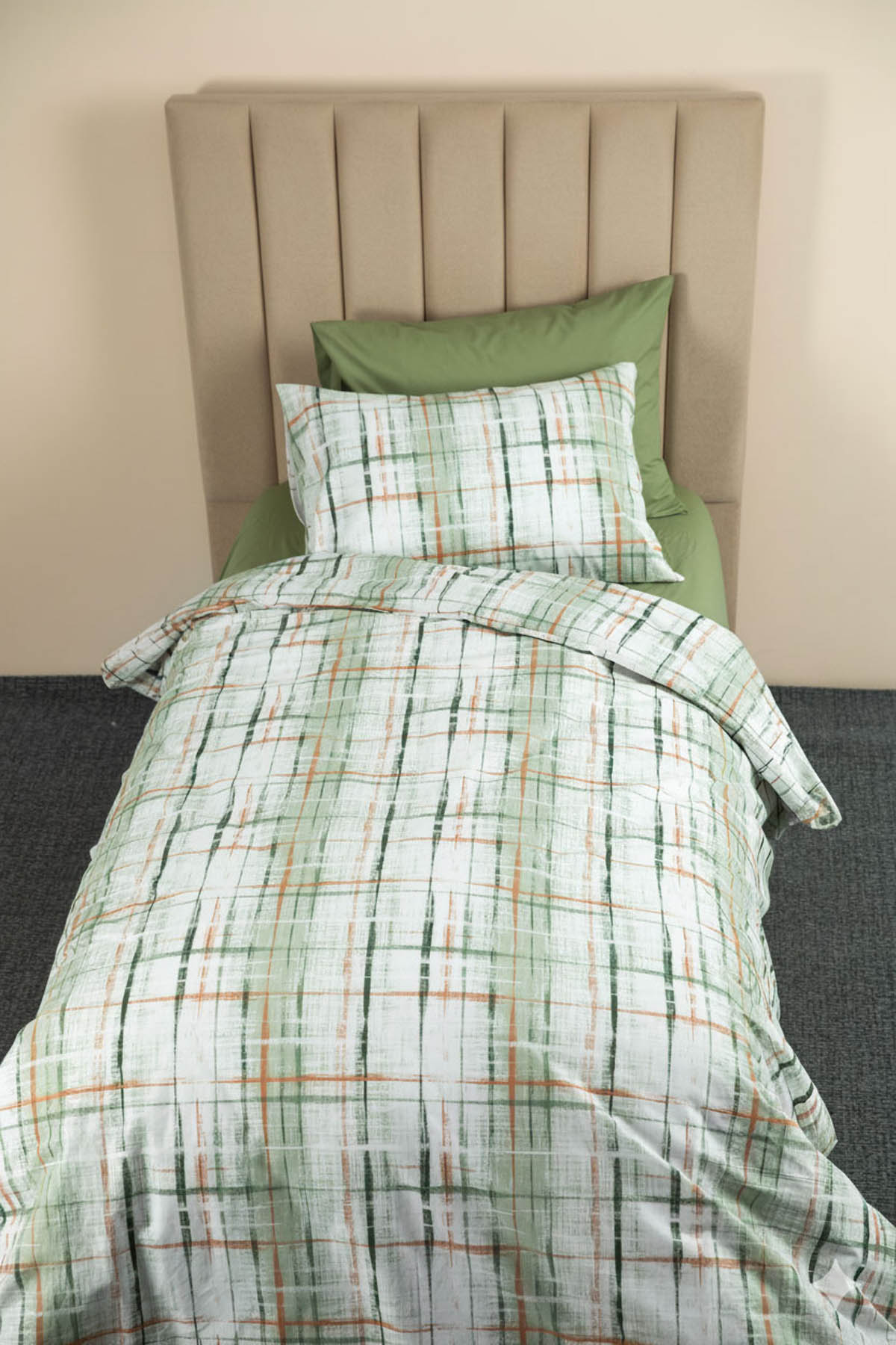 Favora Vilora Lastikli Çarşaflı Tek Kişilik Nevresim Takımı - Yeşil