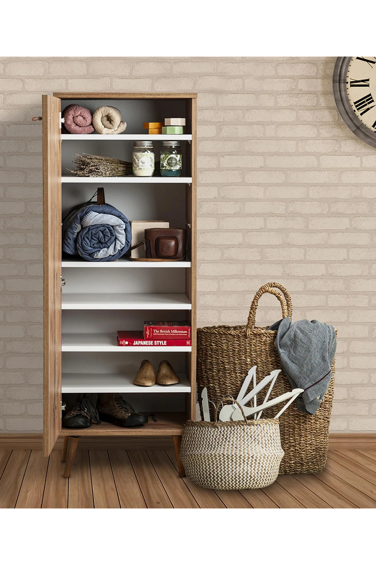 Favora Wheat Printed Çok Amaçlı Dolap - Atlantik Çam