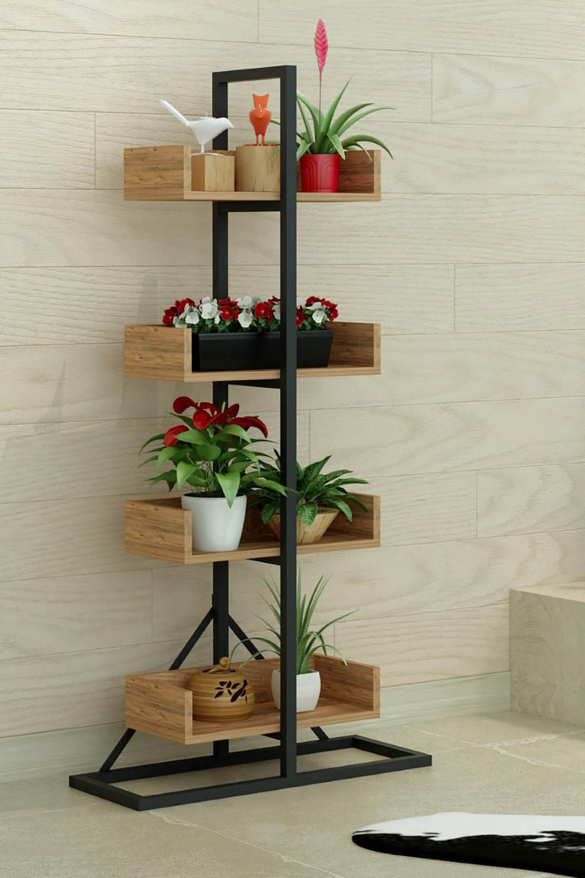 Favora Yasmin 4 Raflı Ayaklı Dekoratif Çiçeklik - Metal Favora Yasmin 4 Raflı Ayaklı Dekoratif Çiçeklik - Metal