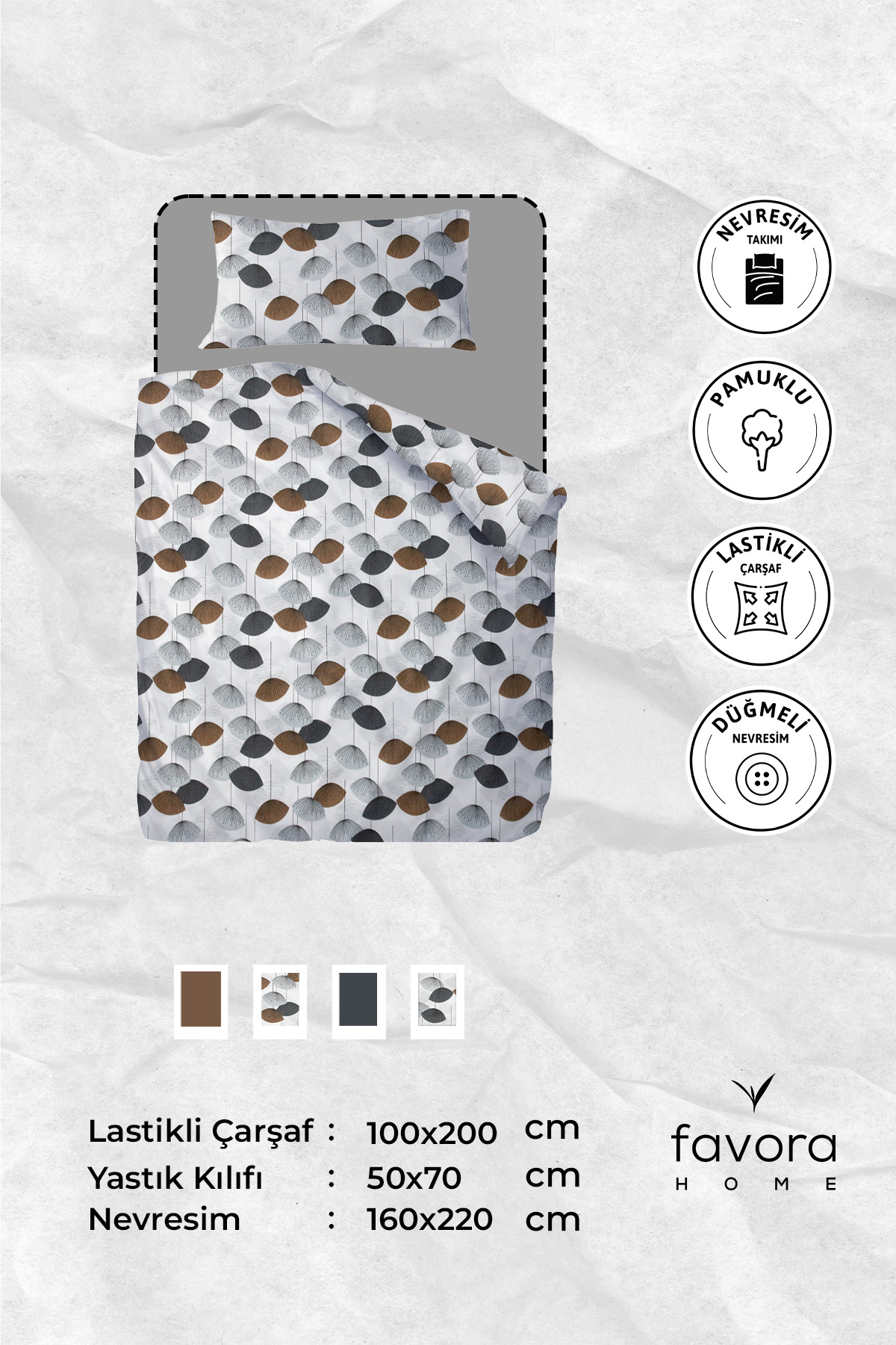 Forest Ranforce Tek Kişilik Nevresim Takımı - Antrasit Forest Ranforce Tek Kişilik Nevresim Takımı - Antrasit