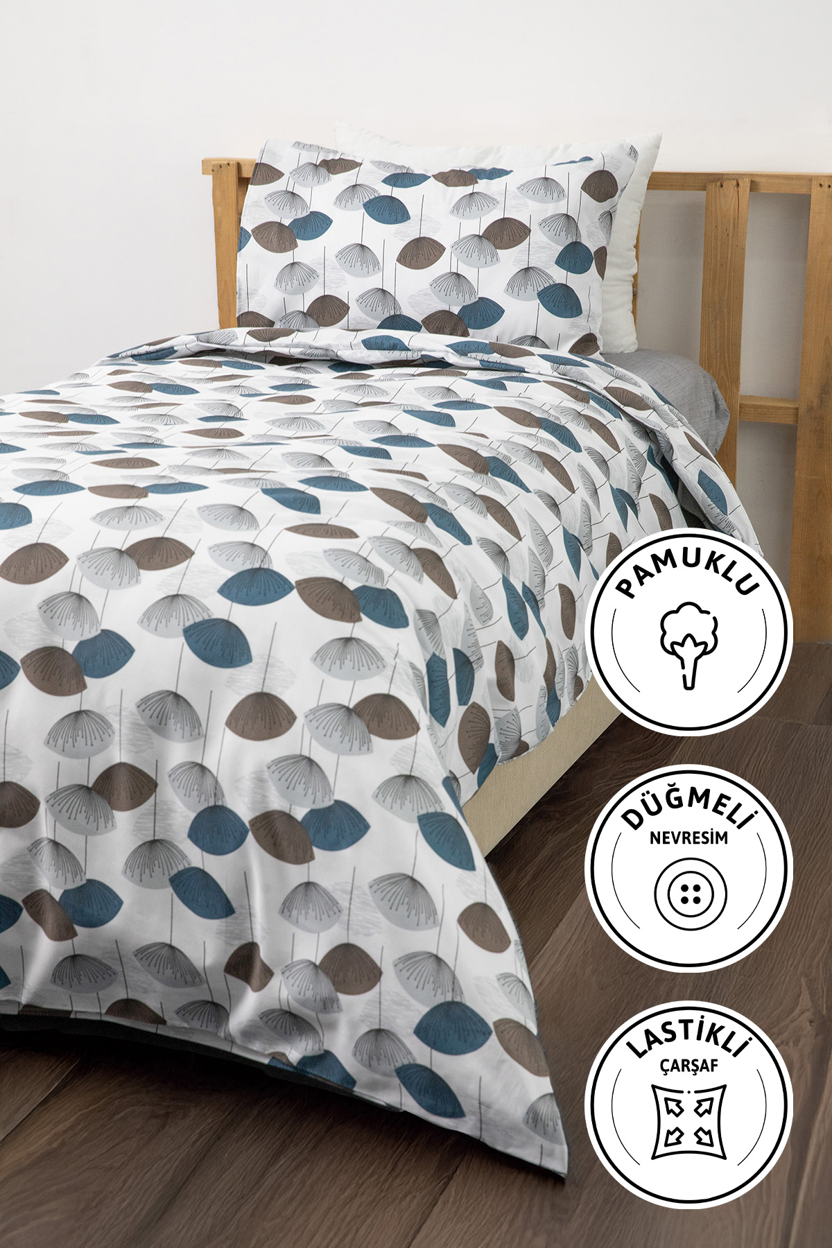 Forest Ranforce Tek K. Nevresim Takımı - İndigo Forest Ranforce Tek K. Nevresim Takımı - İndigo