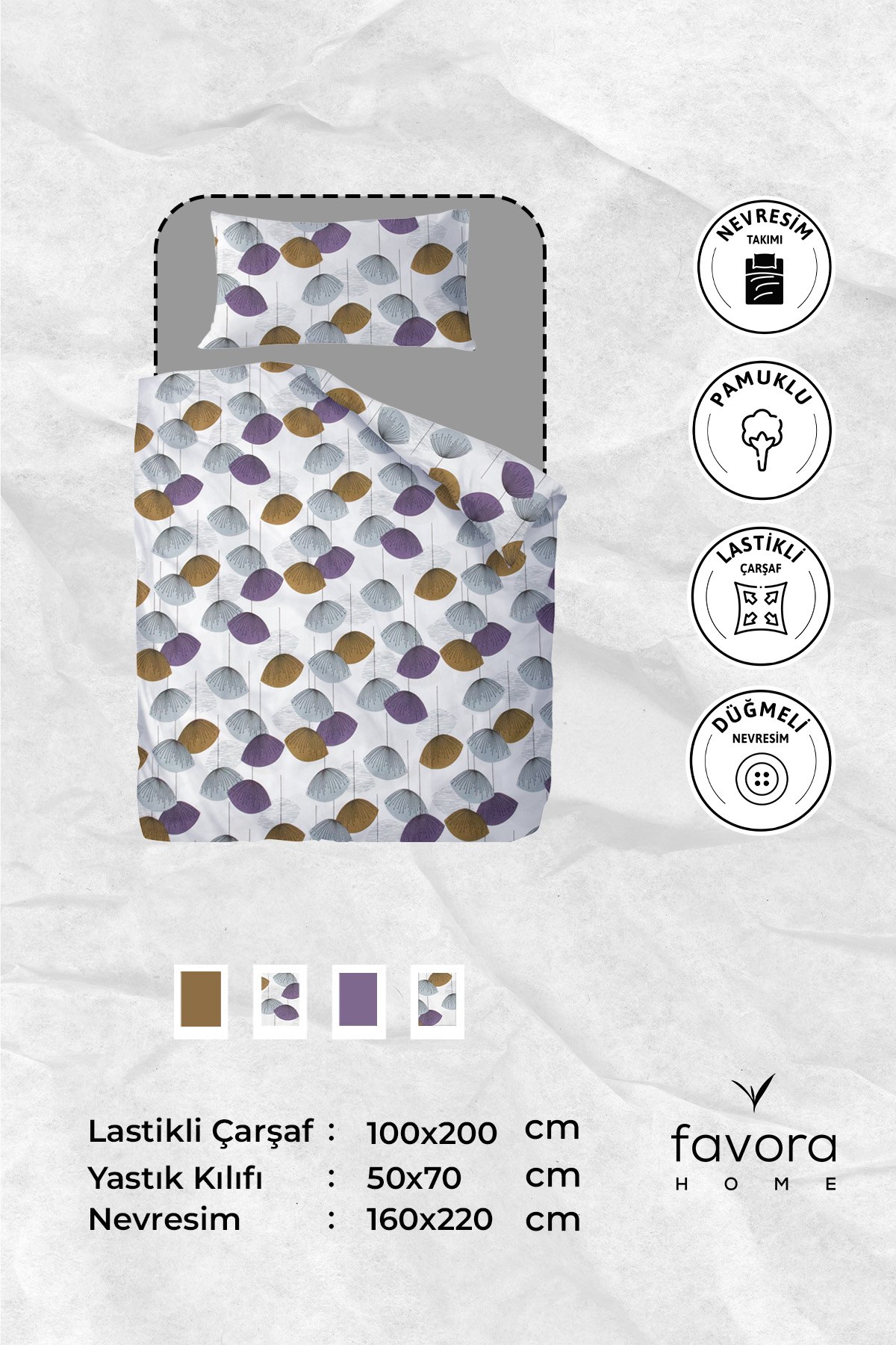 Forest Ranforce Tek Kişilik Nevresim Takımı - Mor Forest Ranforce Tek Kişilik Nevresim Takımı - Mor