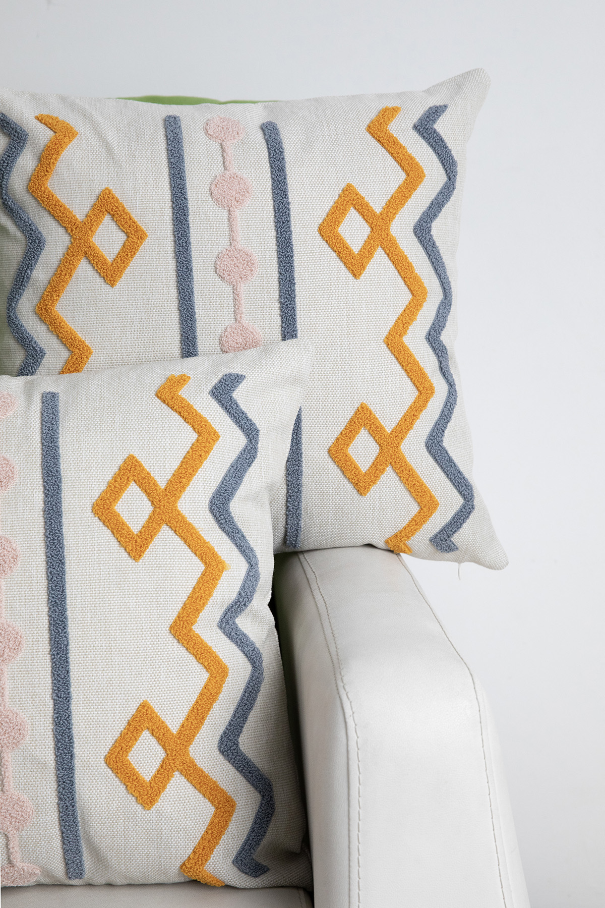 Geometrik Keten Punch Nakışlı 2'li Kırlent Kılıfı 42x42 - Turuncu Geometrik Keten Punch Nakışlı 2'li Kırlent Kılıfı 42x42 - Turuncu