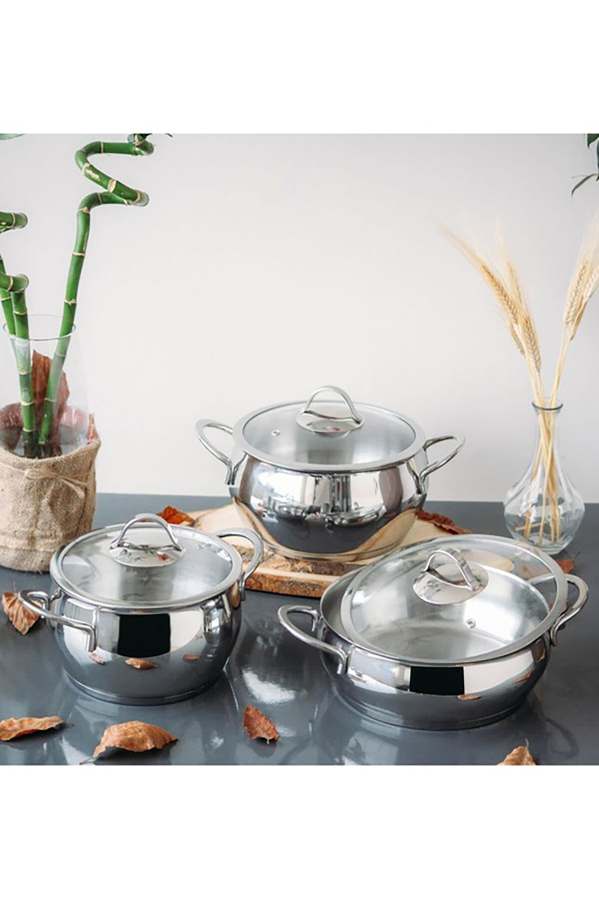 Gülsan Gizem 6 Parça Çelik Tencere Seti - Gümüş Gülsan Gizem 6 Parça Çelik Tencere Seti - Gümüş