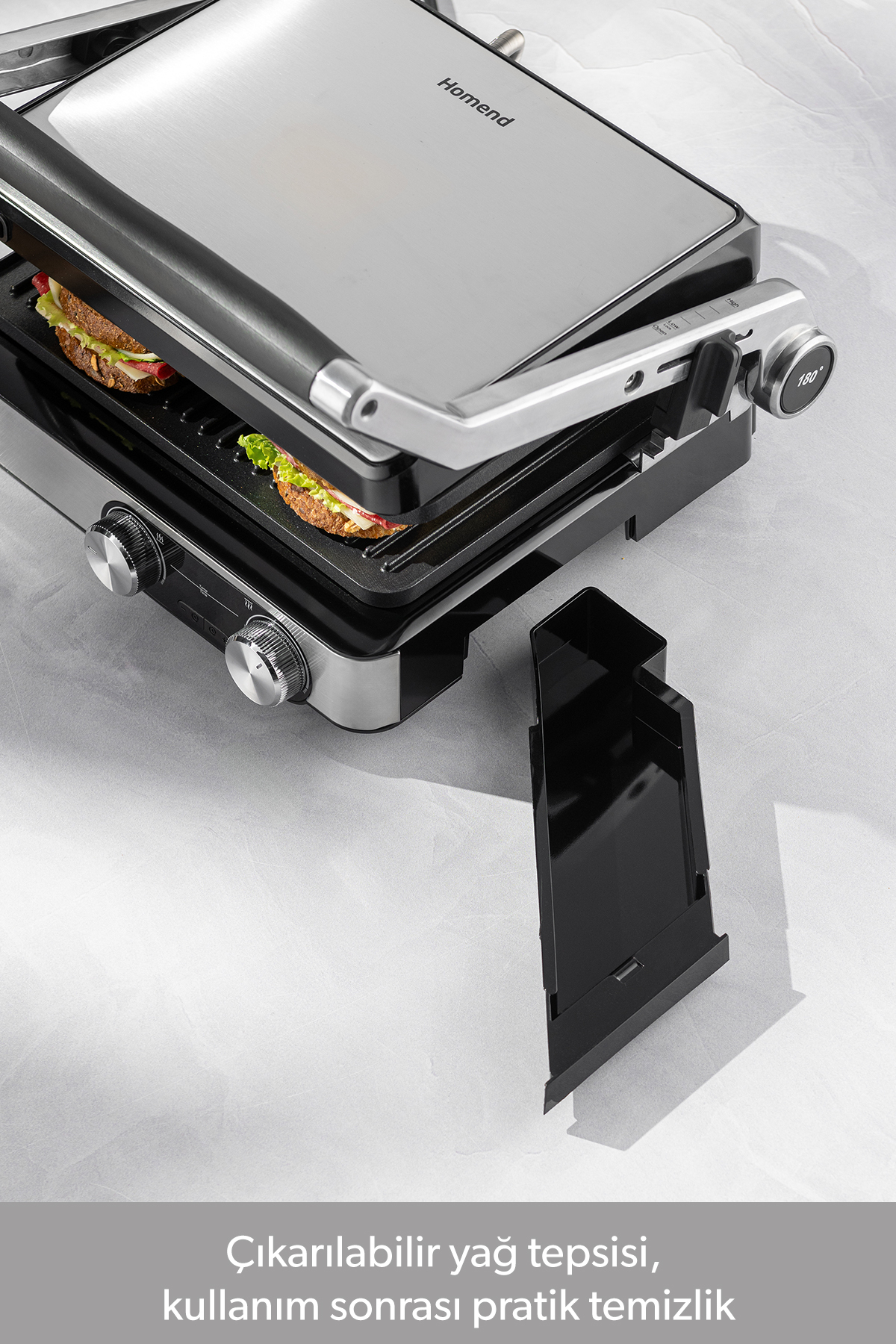 Homend Grilliant 1340H 4 Dilim Kapasiteli Inox Gövde Döküm Plakalı Tost ve Izgara Makinesi