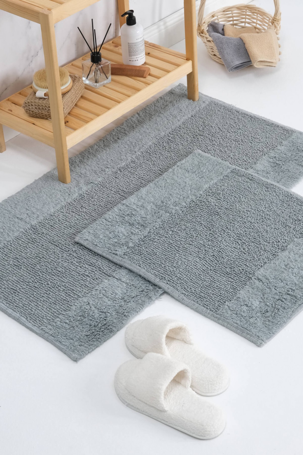 Tufting %100 Natural Pamuk 2li Banyo Paspas Takımı Tufting %100 Natural Pamuk 2li Banyo Paspas Takımı