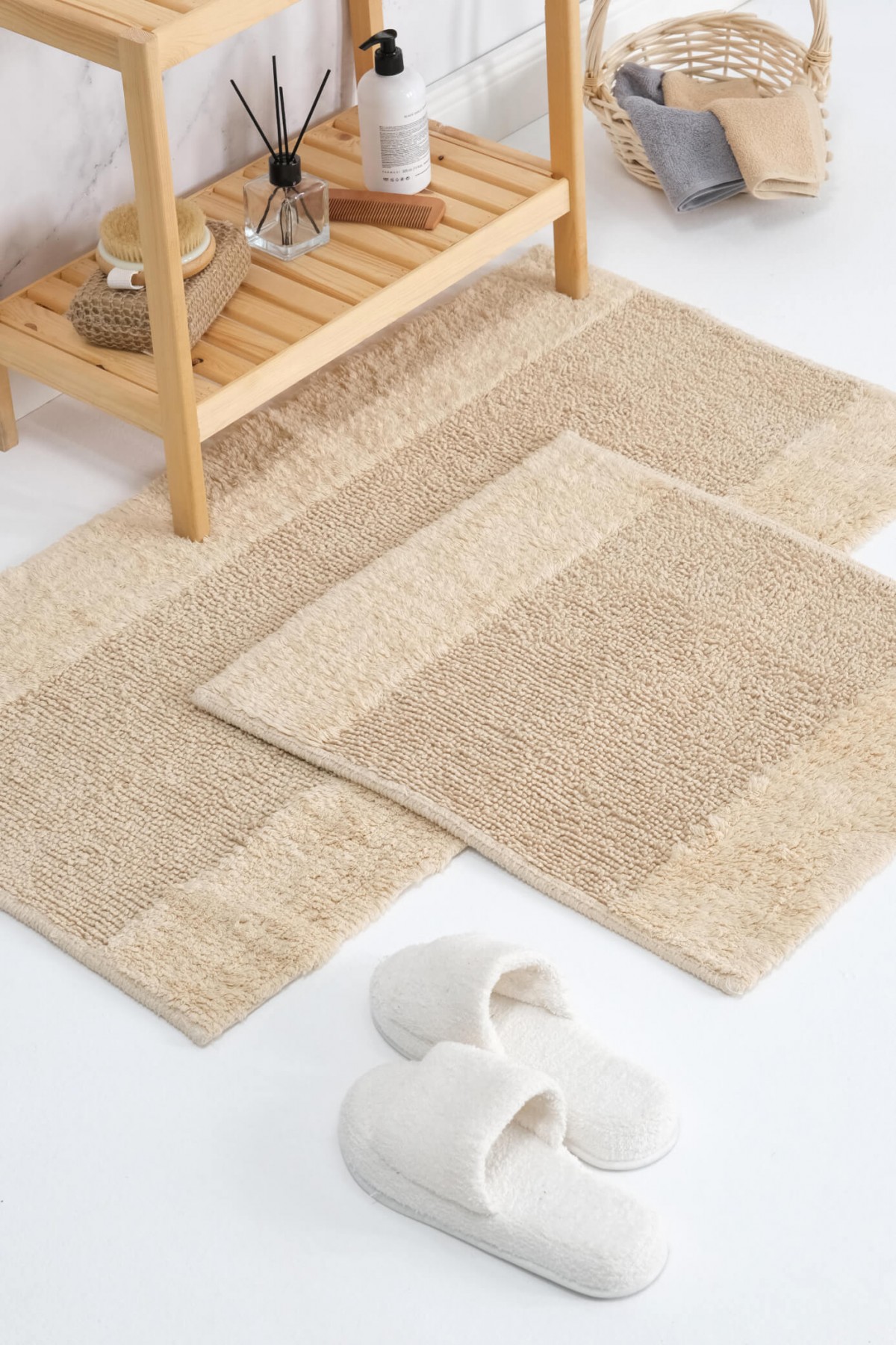 Tufting %100 Natural Pamuk 2li Banyo Paspas Takımı Tufting %100 Natural Pamuk 2li Banyo Paspas Takımı