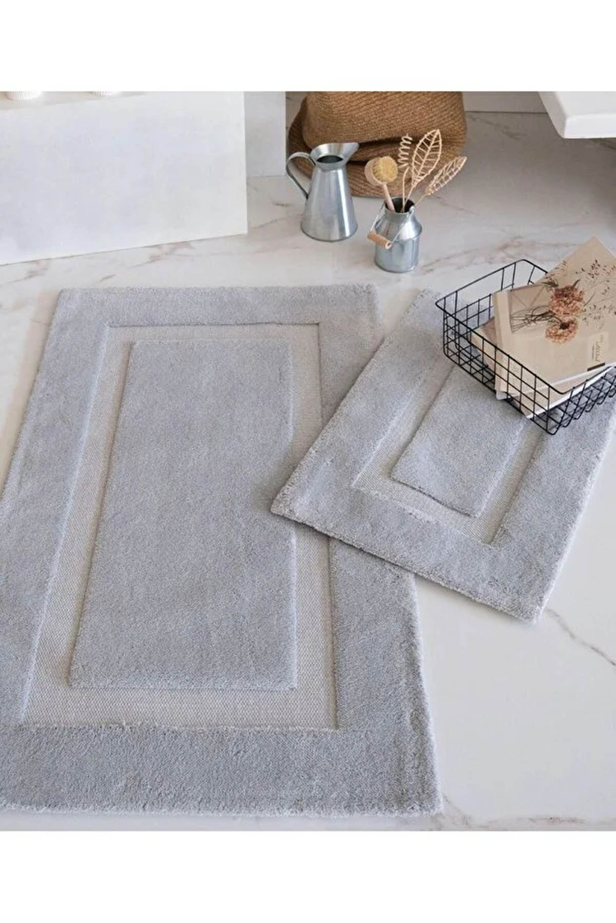 İyi Geceler %100 Pamuk Stan 2 Parça Banyo Paspas Seti - Gri