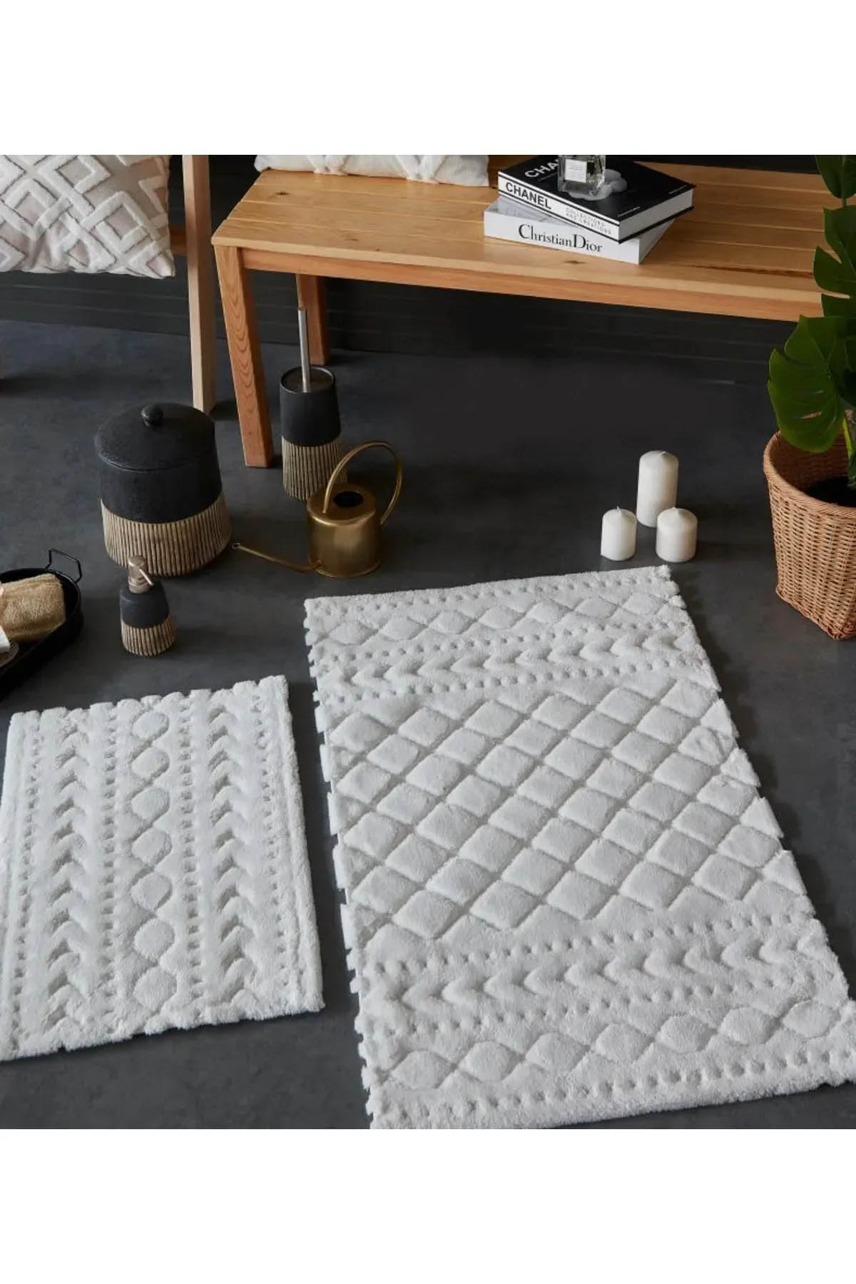 İyi Geceler Aztech 2'li Ekru Banyo Paspası Seti - Ekru