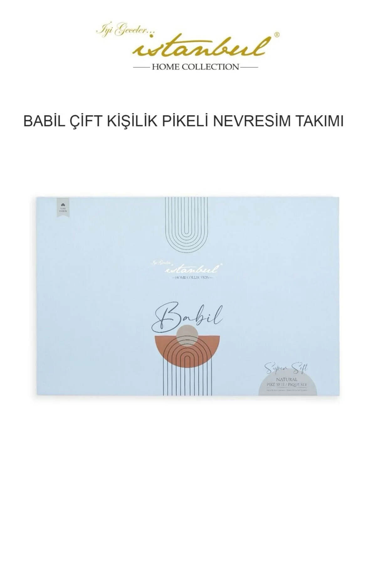 İyi Geceler Babil %100 Pamuklu Natural Çift 7 Parça Kişilik Nevresimli Müslin Pike Takımı - Bej