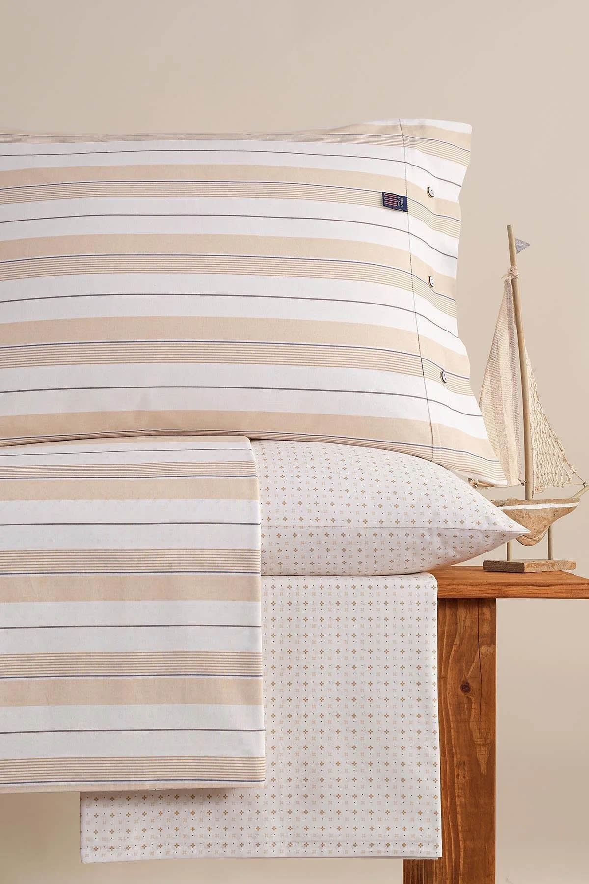 İyi Geceler Blue Marine Çift Kişilik Nevresimli Pike Takımı - Aura Bej