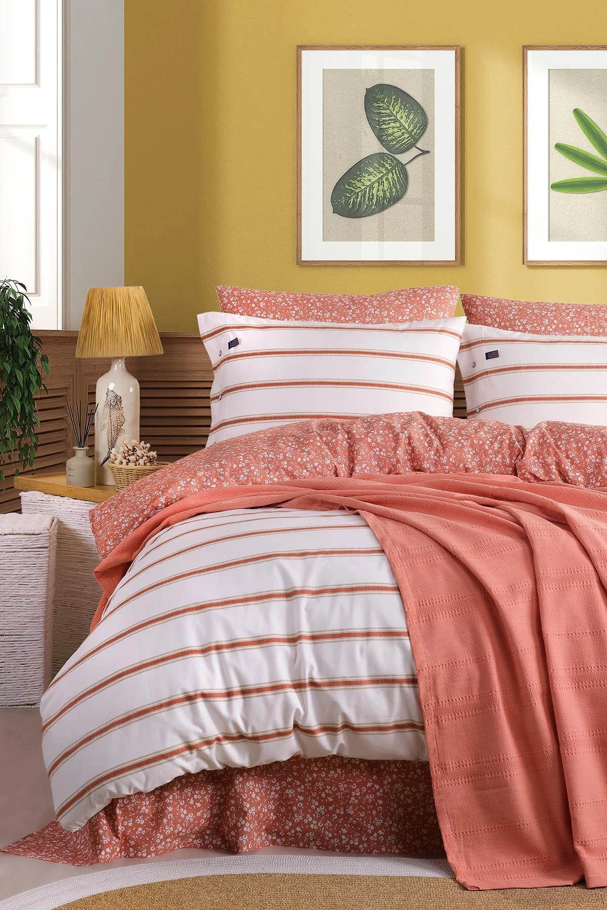 İyi Geceler Blue Marine Çift Kişilik Nevresimli Pike Takımı - Breezy Somon