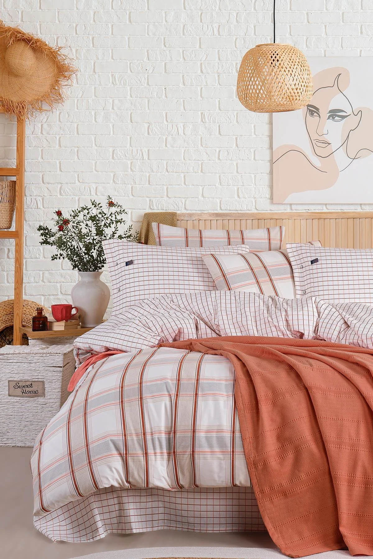 İyi Geceler Blue Marine Çift Kişilik Nevresimli Pike Takımı - Nautical Kiremit