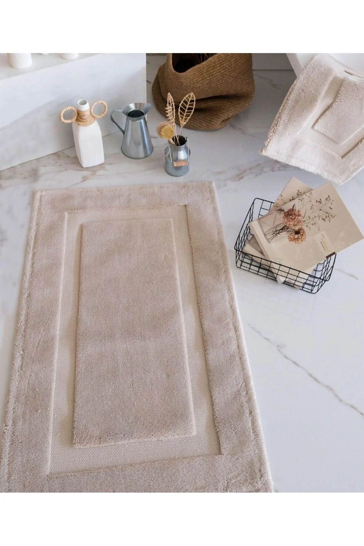 İyi Geceler HCW Line %100 Pamuk Stan 2 Parça Banyo Paspas Seti - Bej