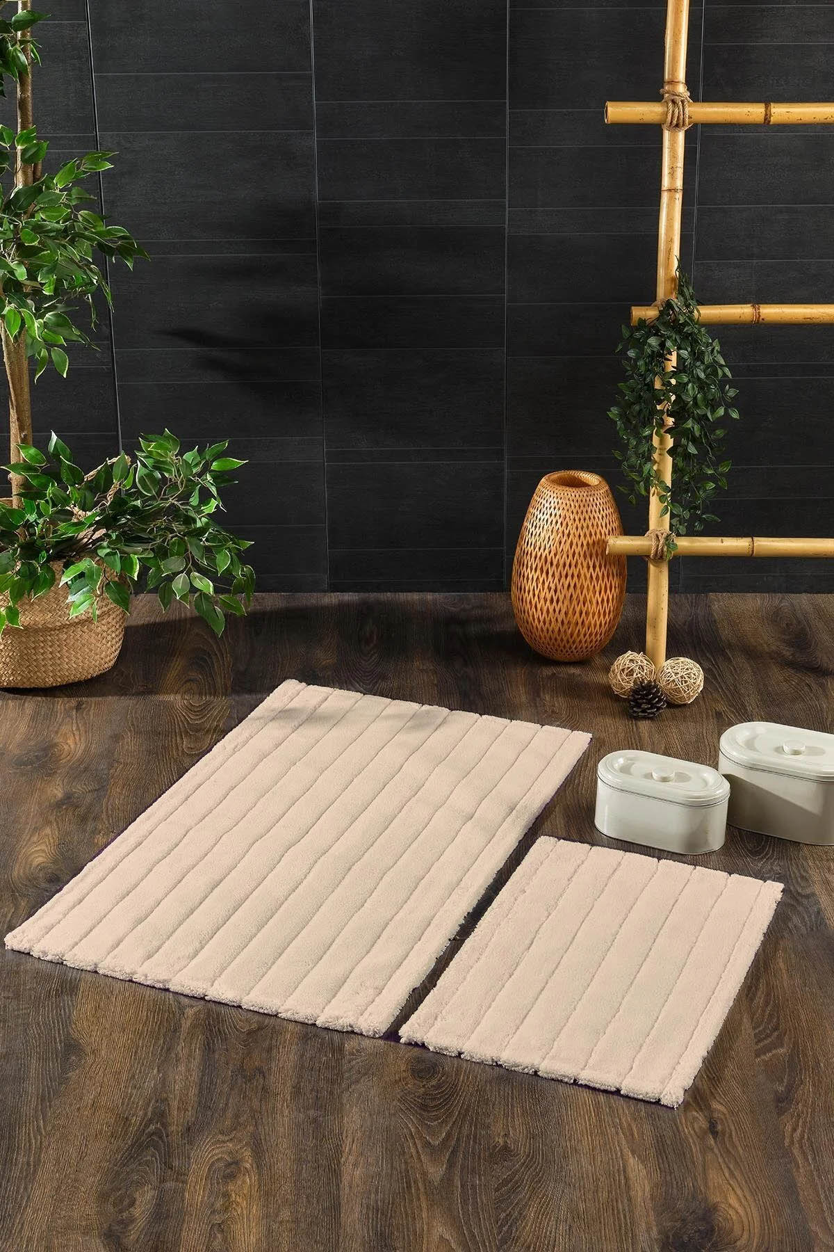 İyi Geceler Line Pamuklu 2'li Paspas Seti - Bej