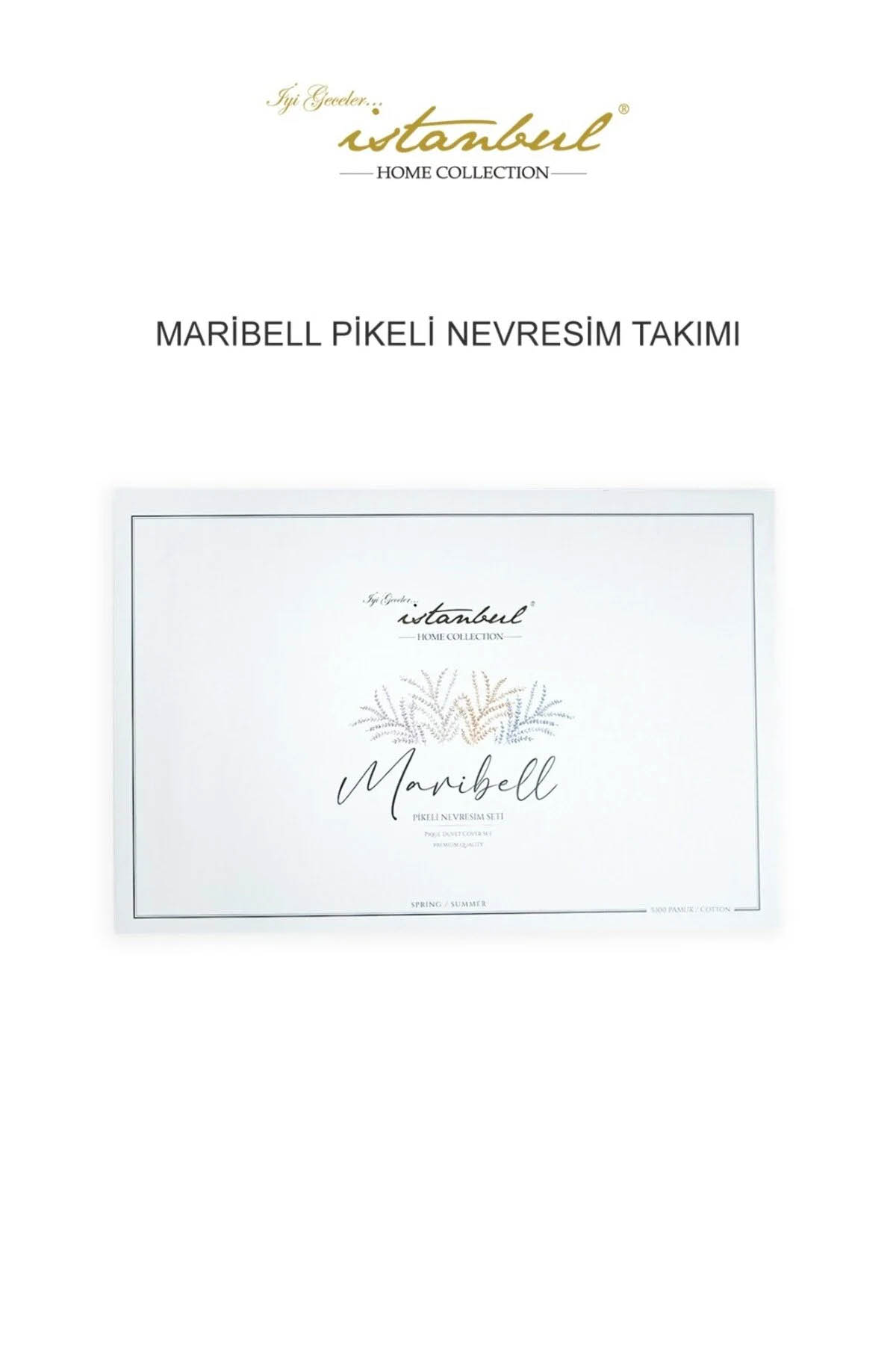 İyi Geceler Maribell %100 Pamuklu Çift Kişilik 7 Parça Pikeli Nevresim Takımı Mavi - Mavi