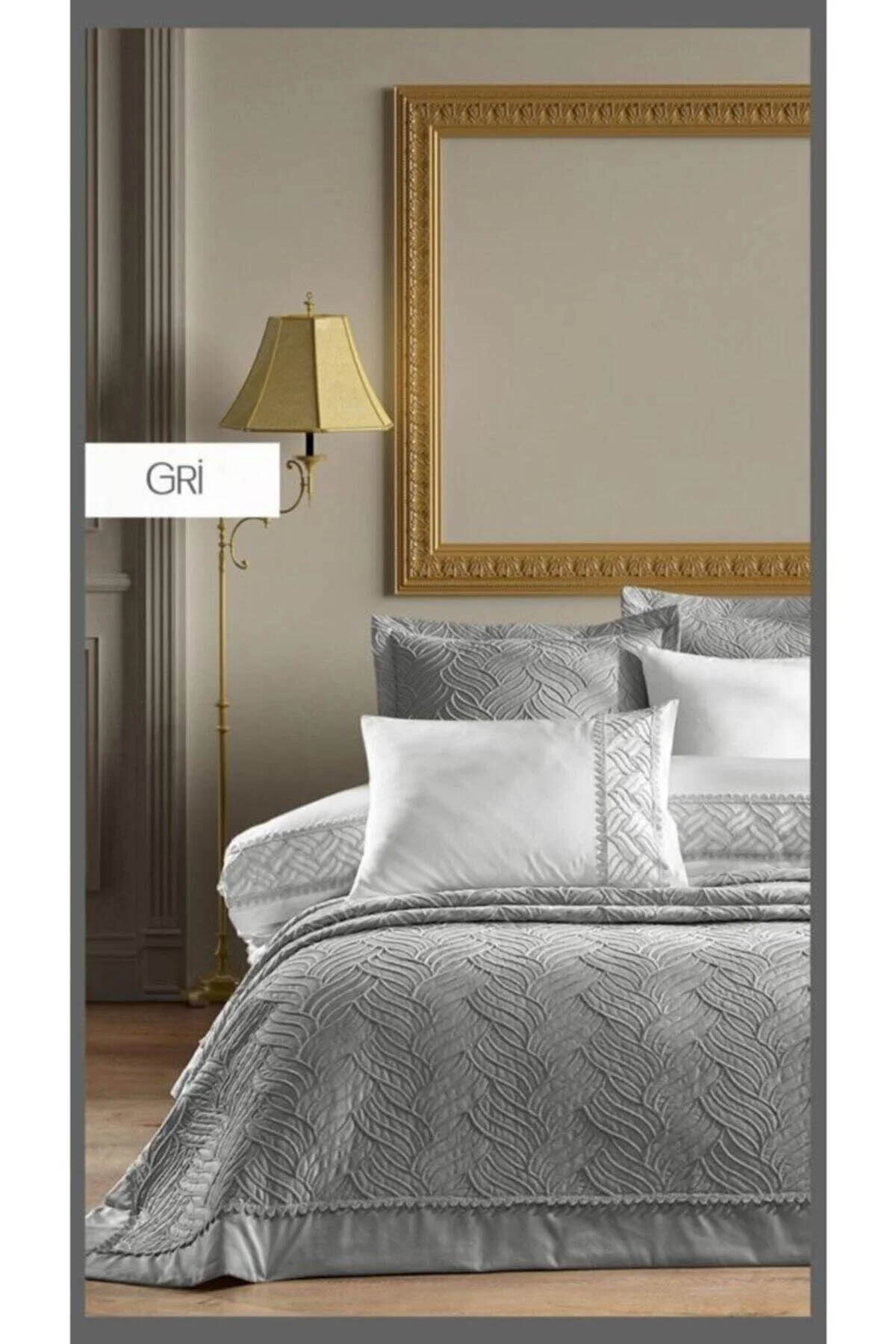 İyi Geceler Tallia Çift Kişilik Yatak Örtüsü Seti - Gri