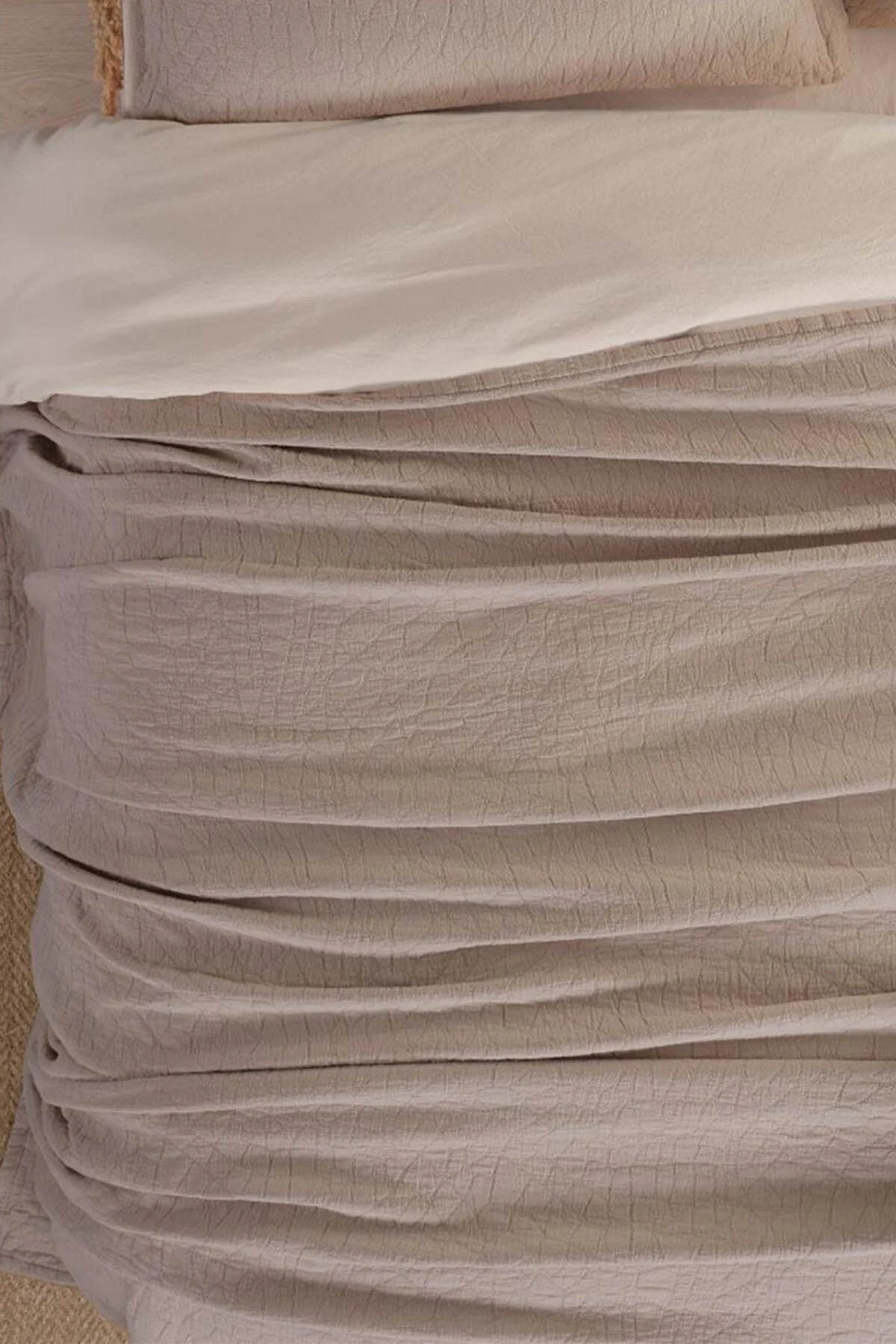 İyi Geceler Zen Stone Çift Kişilik %100 Pamuk Yatak Örtüsü Seti - Bej