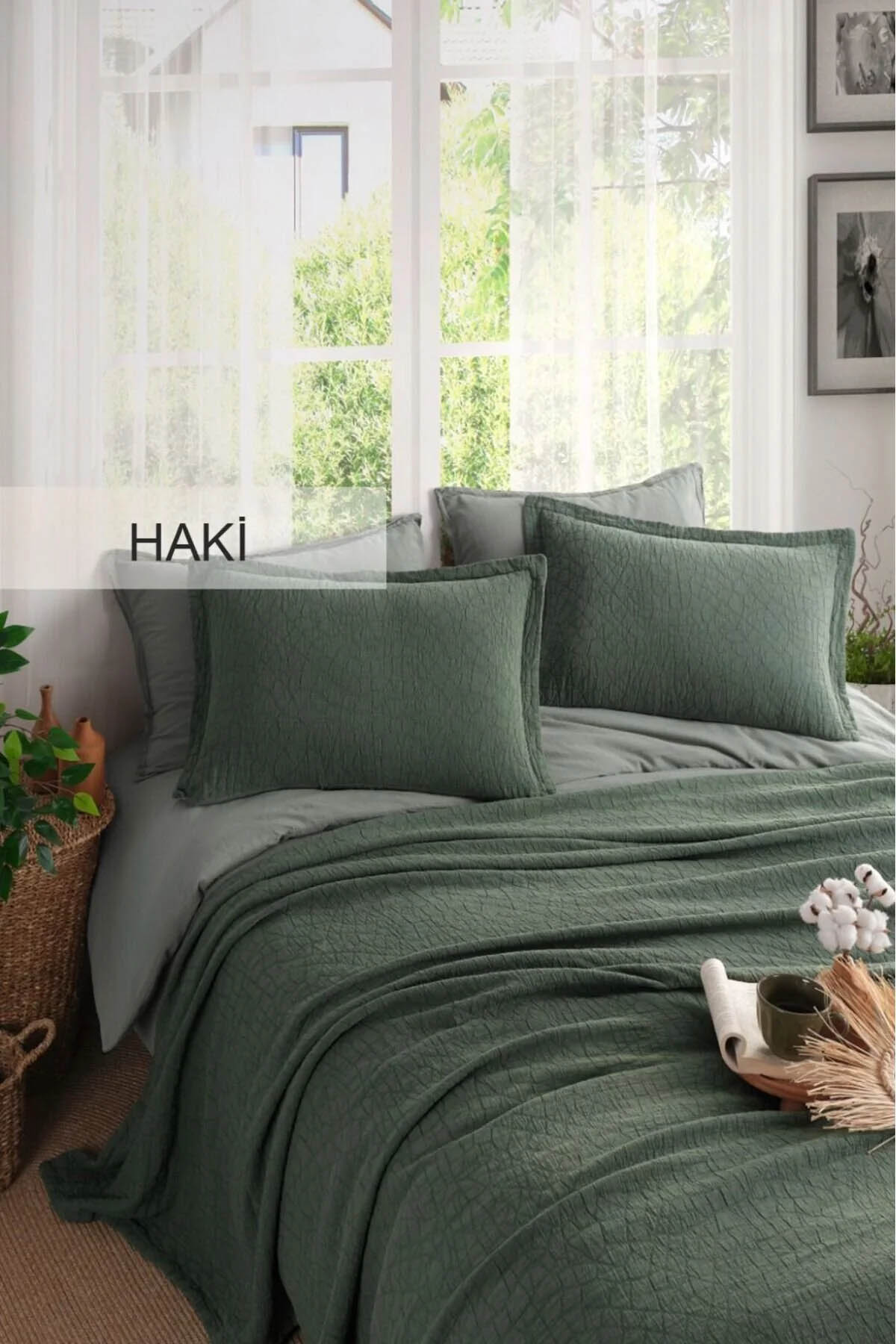 İyi Geceler Zen Stone Tek Kişilik Yatak Örtüsü Seti - Haki İyi Geceler Zen Stone Tek Kişilik Yatak Örtüsü Seti - Haki