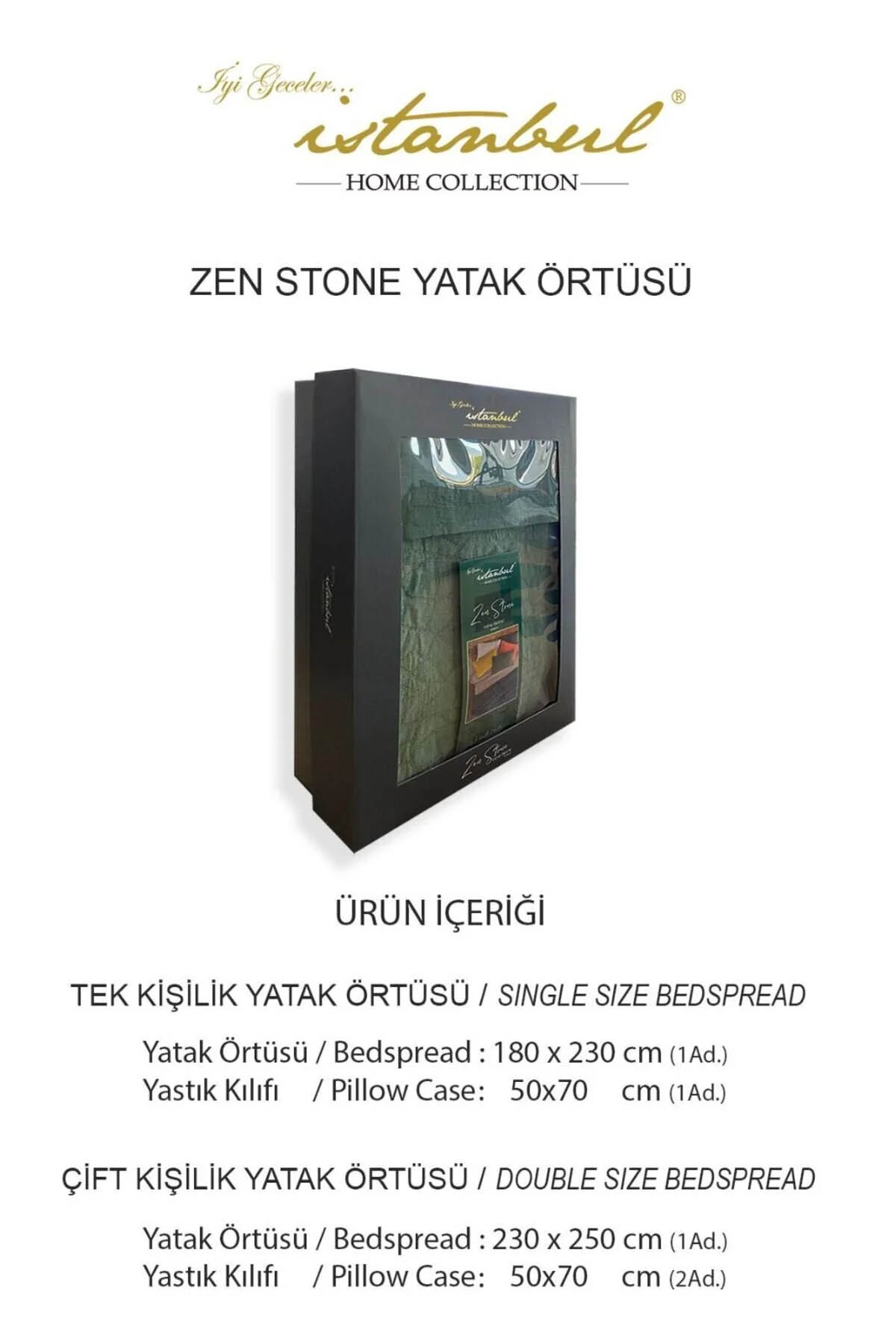 İyi Geceler Zen Stone Tek Kişilik Yatak Örtüsü Seti - İndigo